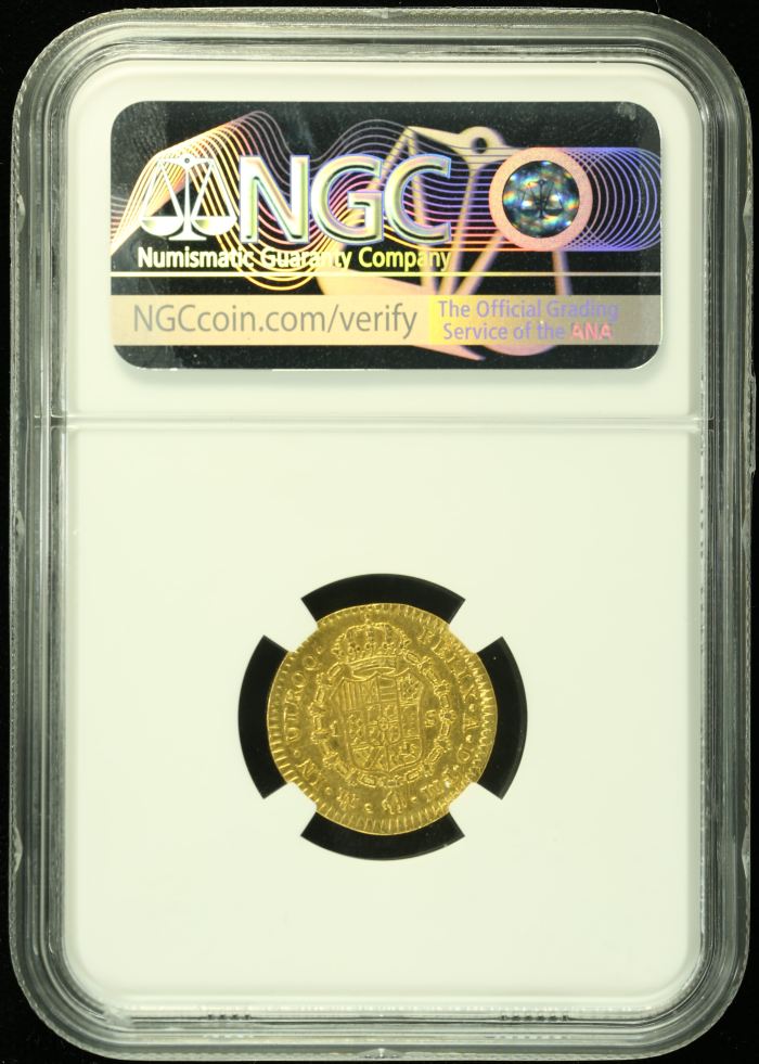 Colonial Gold Escudo 1776 Mo FM NGC AU58 0133139 World Numismatics LLC