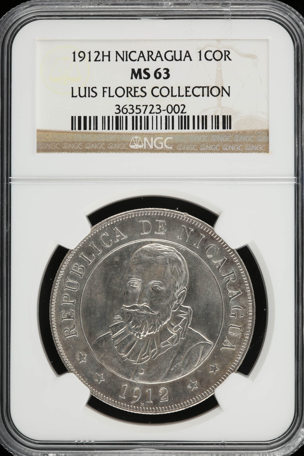 Nicaragua 1 Cordoba 1912 H NGC MS63 KM16 19086 | World Numismatics LLC