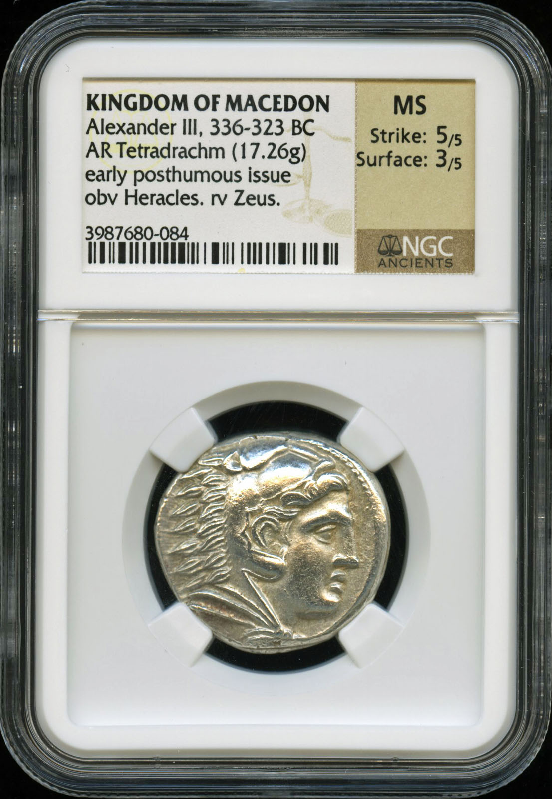 Macedon Alexander III (The Great) 336-323 BC AR Tetradrachm NGC MS