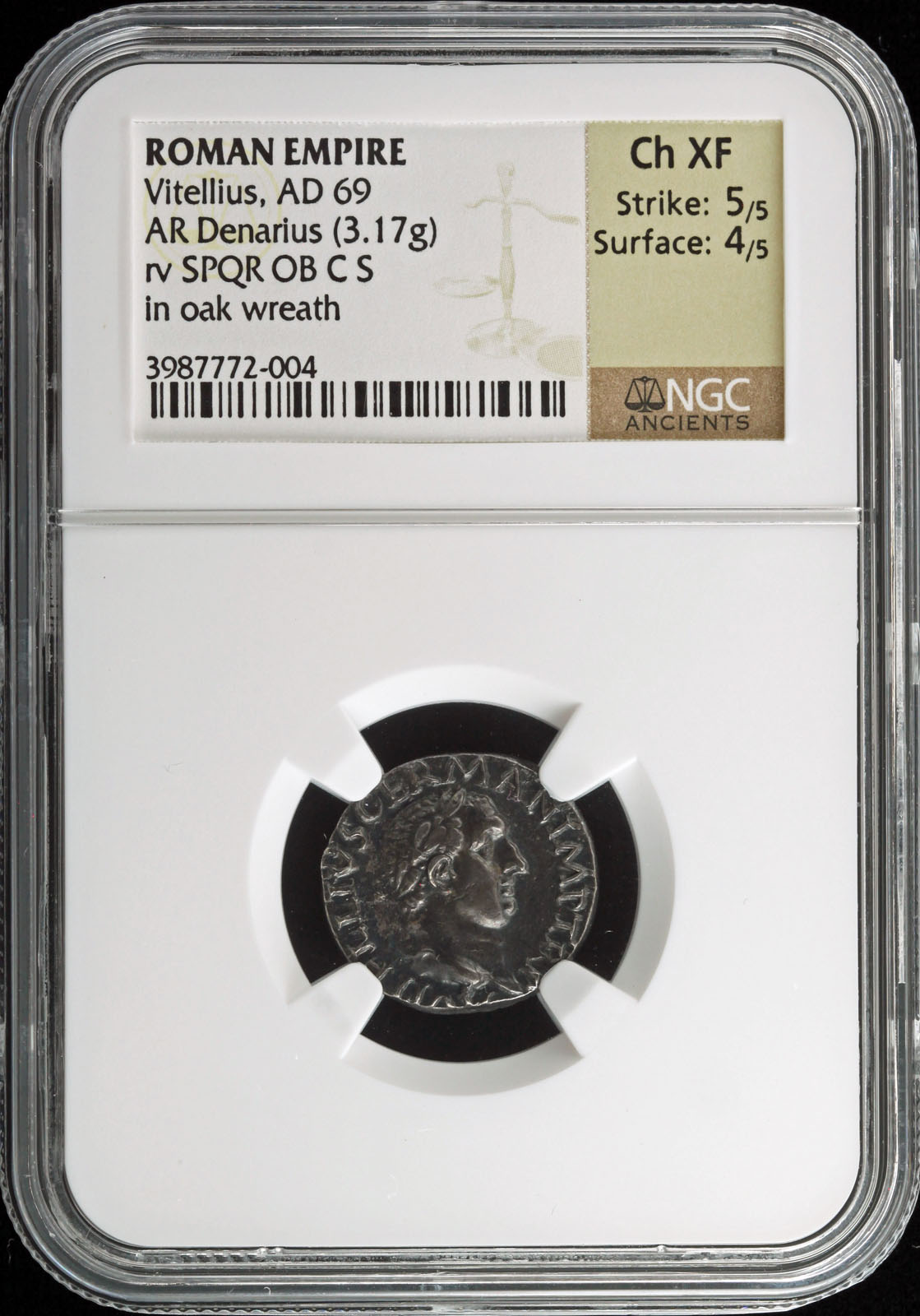 Ancient Coins Roman Imperial Roman Empire Vitellius 69 AD AR Denarius NGC Ch XF 29278 Roman Empire Vitellius 69 AD AR Denarius NGC Ch XF 29278Roman Empire Vitellius 69 AD AR Denarius NGC Ch XF 29278