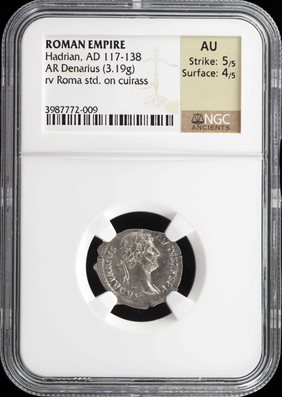 Ancient Coins Roman Imperial Roman Imperial Hadrian 117-138 AD AR Denarius NGC AU 29420 Roman Imperial Hadrian 117-138 AD AR Denarius NGC AU 29420Roman Imperial Hadrian 117-138 AD AR Denarius NGC AU 29420