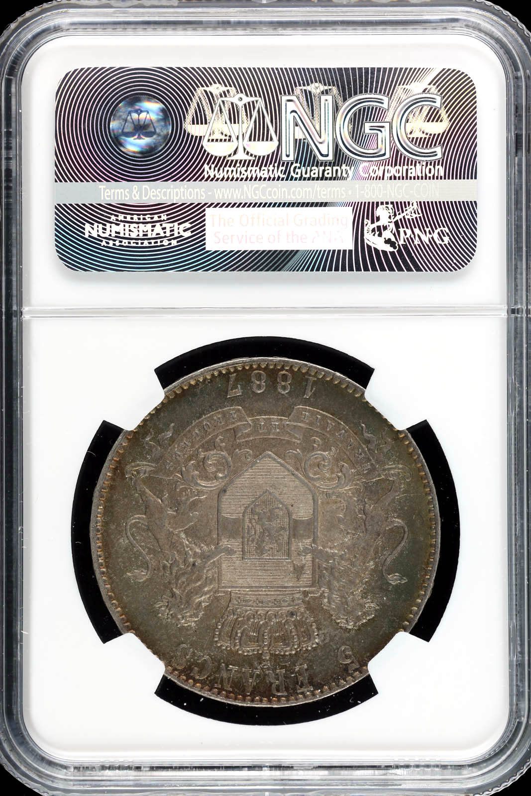 Belgian Congo 5 Francs 1887 NGC MS64 KM8.1 33189 | World