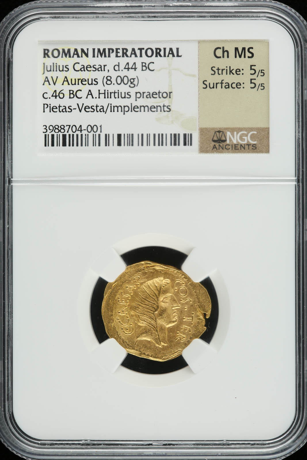 Roman Imperatorial Julius Caesar AV Aureus NGC Ch MS 33250 | World