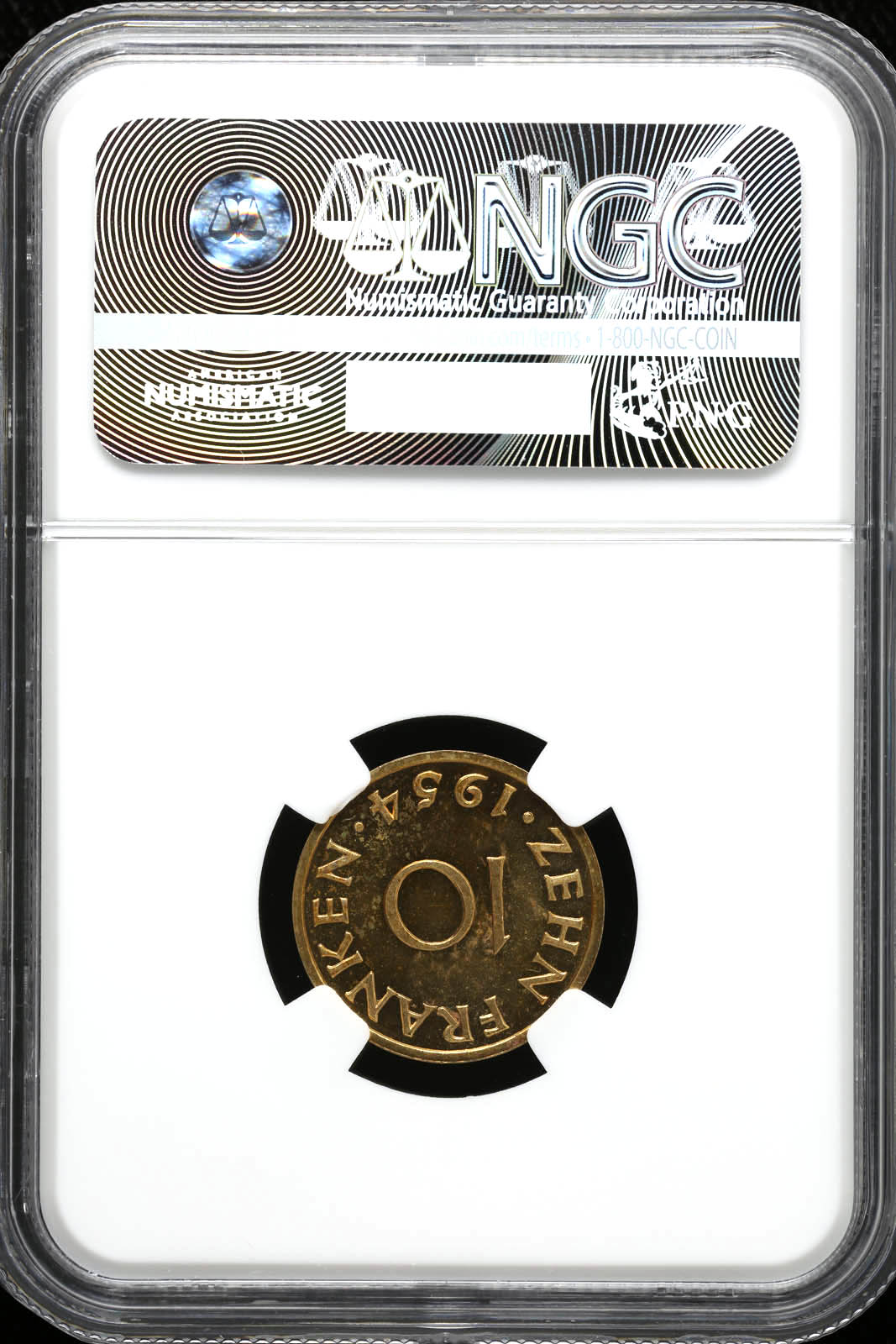 Europe Germany World Coins World Coins Germany- Saarland 10 Franken 1954 NGC MS63 KM E1 34259 Germany- Saarland 10 Franken 1954 NGC MS63 KM E1 34259Germany- Saarland 10 Franken 1954 NGC MS63 KM E1 34259 - Image 2