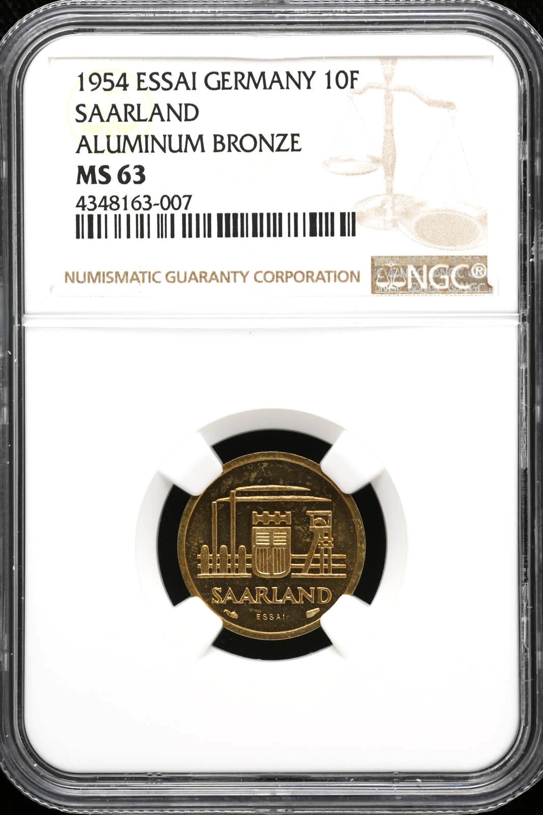 Europe Germany World Coins World Coins Germany- Saarland 10 Franken 1954 NGC MS63 KM E1 34259 Germany- Saarland 10 Franken 1954 NGC MS63 KM E1 34259Germany- Saarland 10 Franken 1954 NGC MS63 KM E1 34259
