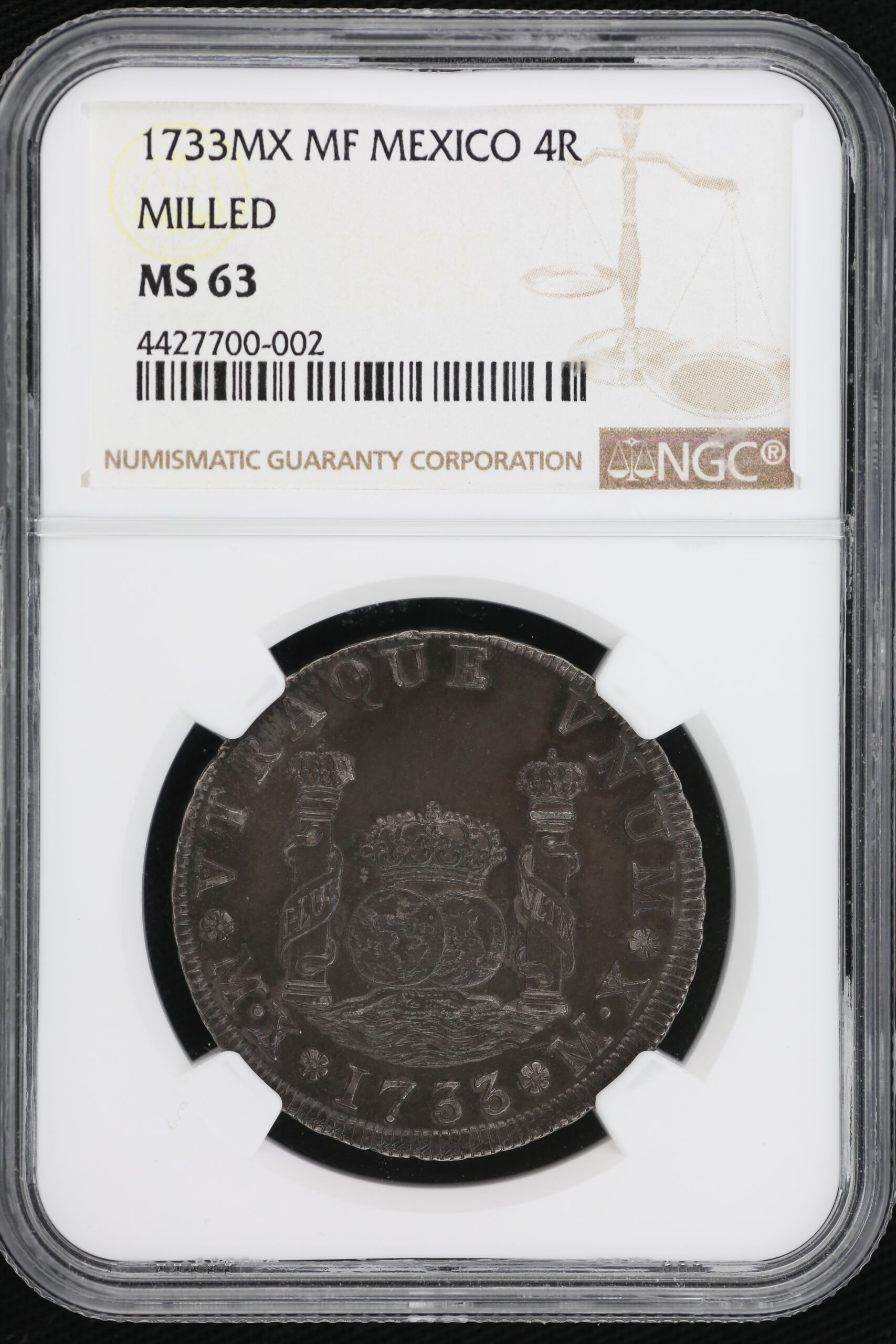 Mexico Philip V 4 Reales 1733 MX/XF-MF MS63 NGC n_00040 | World