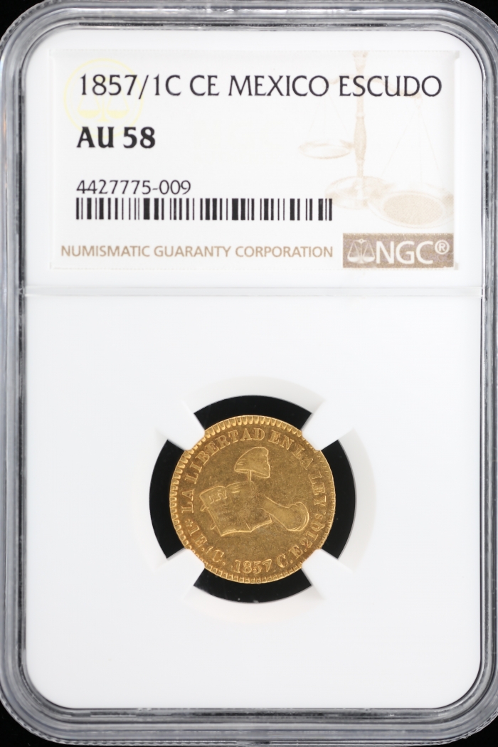 Republic Gold Escudo 1857/1 C CE NGC AU58 n_00225Republic Gold Escudo 1857/1 C CE NGC AU58 n_00225