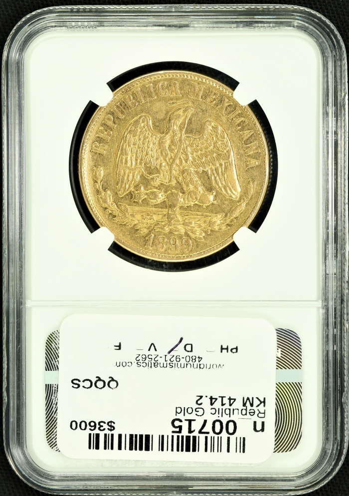 Republic Gold 20 Pesos 1899 Cn M NGC AU55 n_00715Republic Gold 20 Pesos 1899 Cn M NGC AU55 n_00715 - Image 2