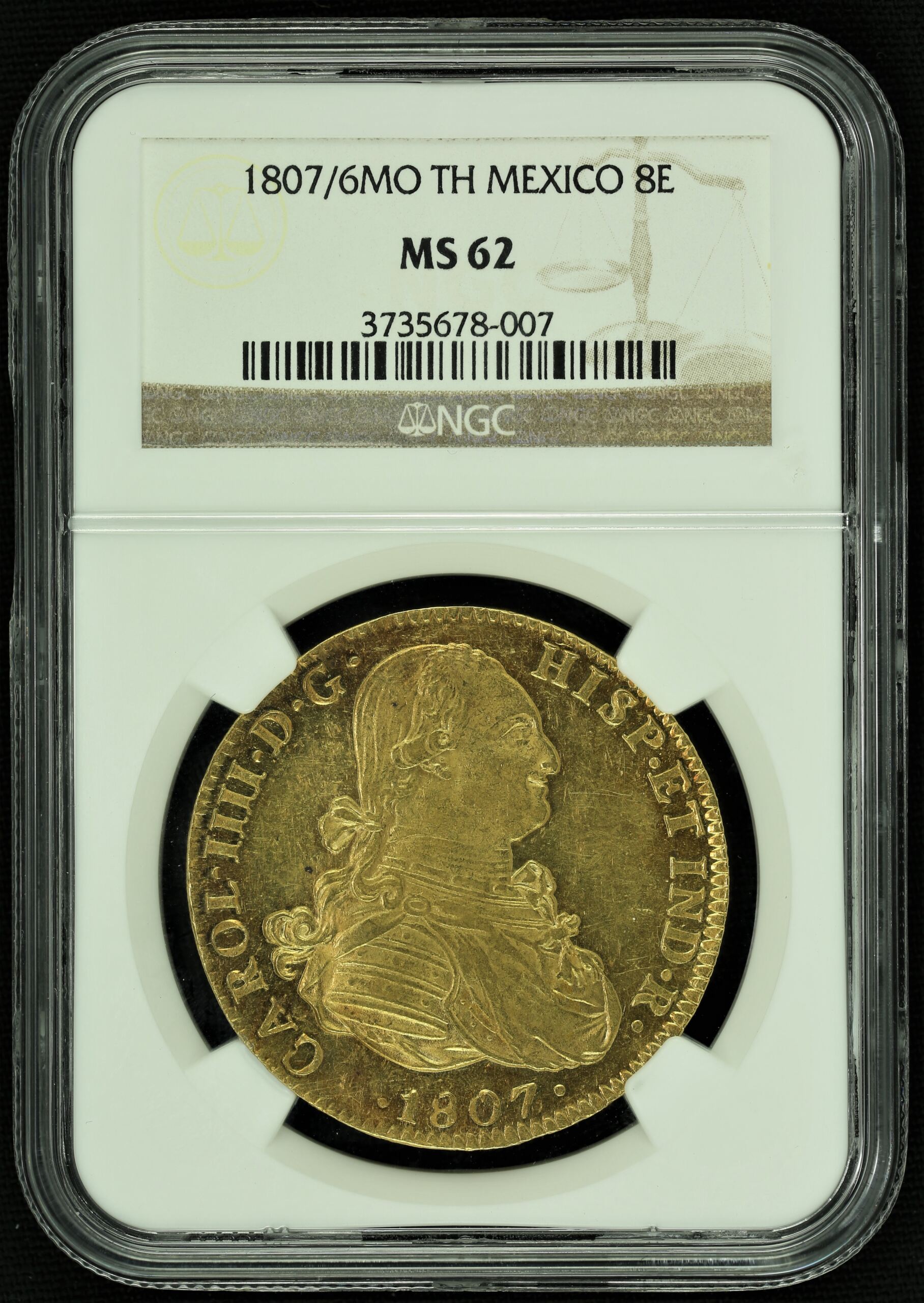 Colonial Gold Mexican Coins Mexican Coins Colonial Gold 8 Escudos 1807/6 Mo TH NGC MS62 n_01015 Colonial Gold 8 Escudos 1807/6 Mo TH NGC MS62 n_01015Colonial Gold 8 Escudos 1807/6 Mo TH NGC MS62 n_01015