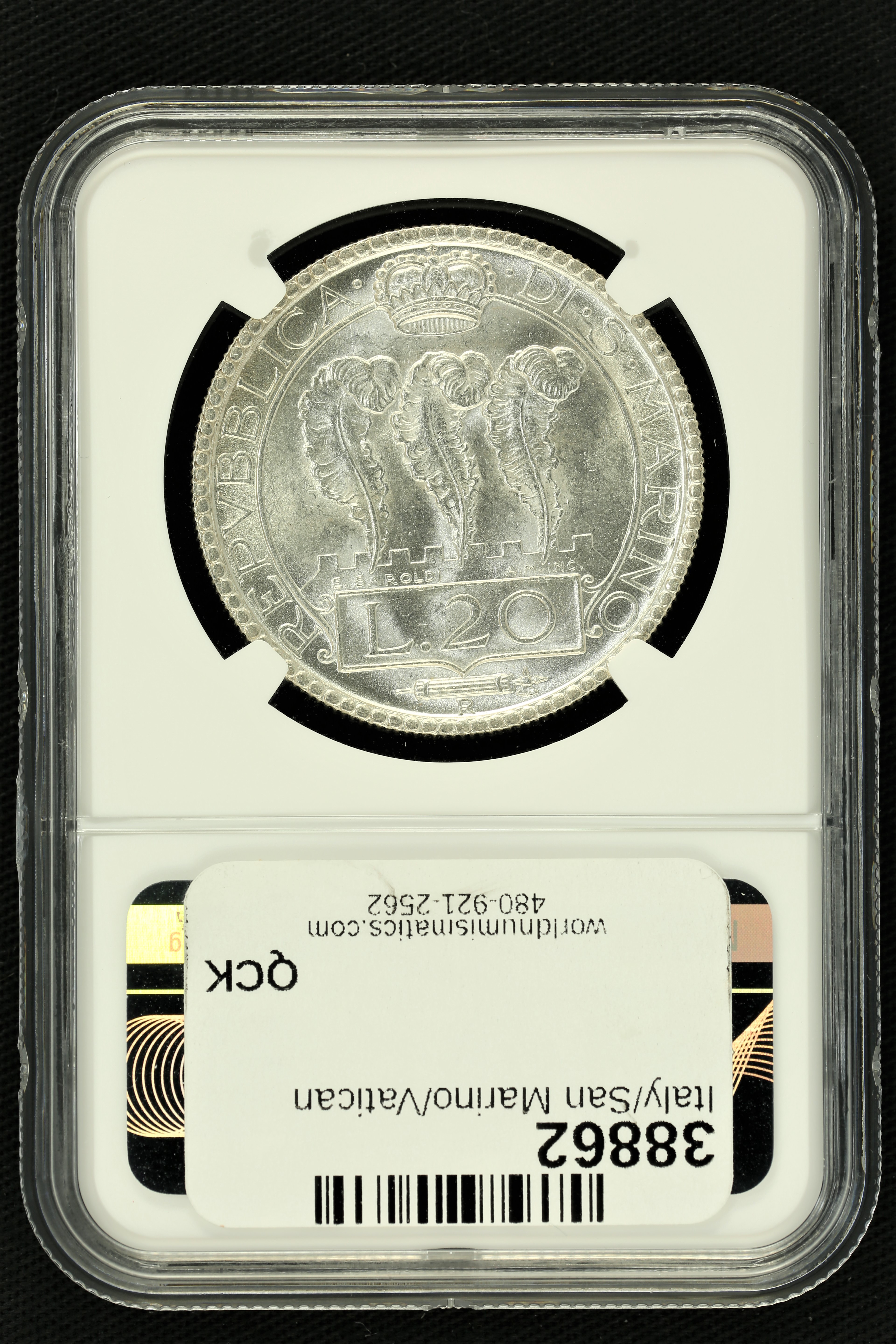 Europe Italy/San Marino/Vatican World Coins World Coins Europe Italy/San Marino/Vatican 20 Lire 1935 R NGC MS63 38862 Europe Italy/San Marino/Vatican 20 Lire 1935 R NGC MS63 38862Europe Italy/San Marino/Vatican 20 Lire 1935 R NGC MS63 38862 - Image 2
