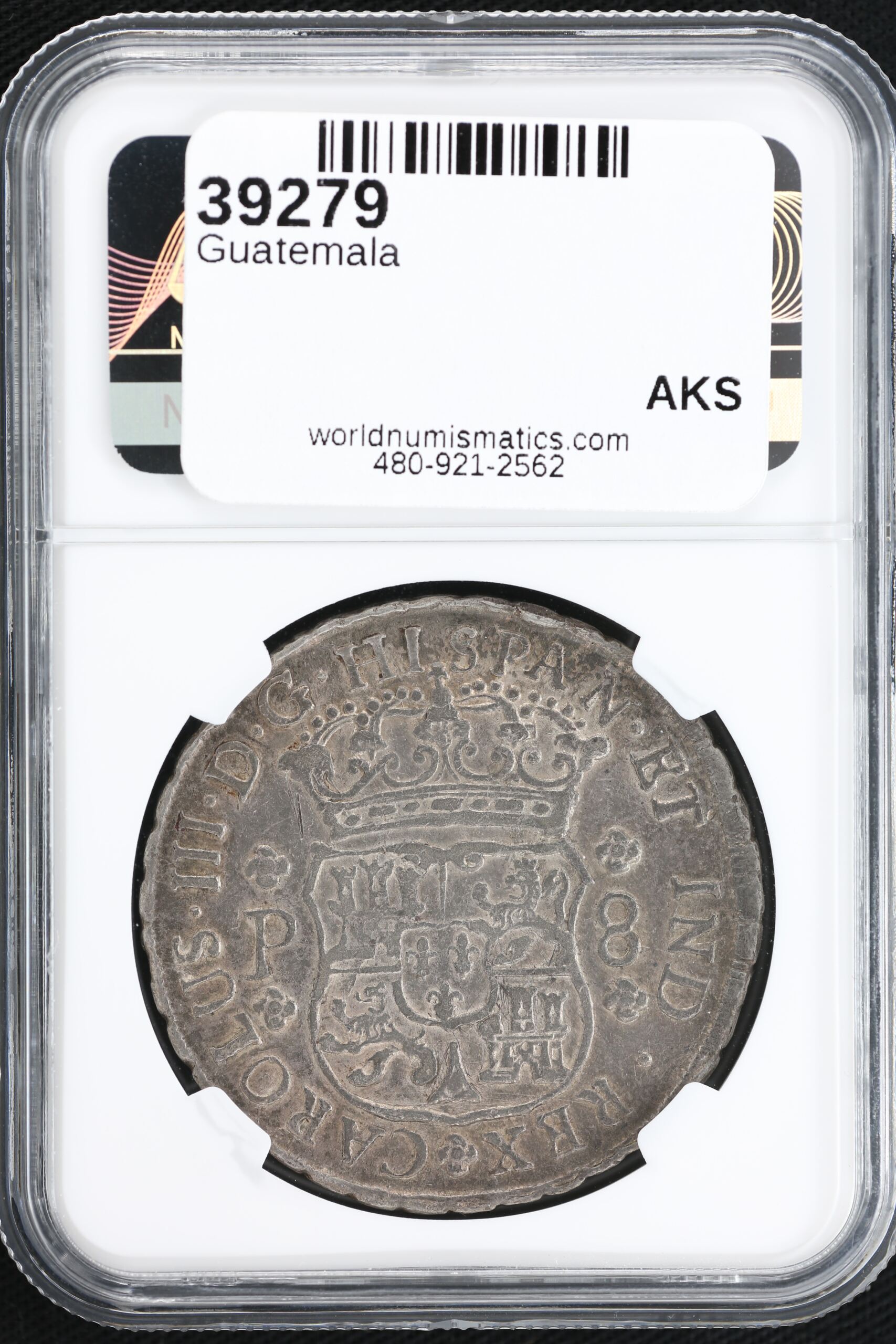 Guatemala Latin American Coins Guatemala 8 Reales 1768 G P NGC AU50 39279 Guatemala 8 Reales 1768 G P NGC AU50 39279Guatemala 8 Reales 1768 G P NGC AU50 39279 - Image 2