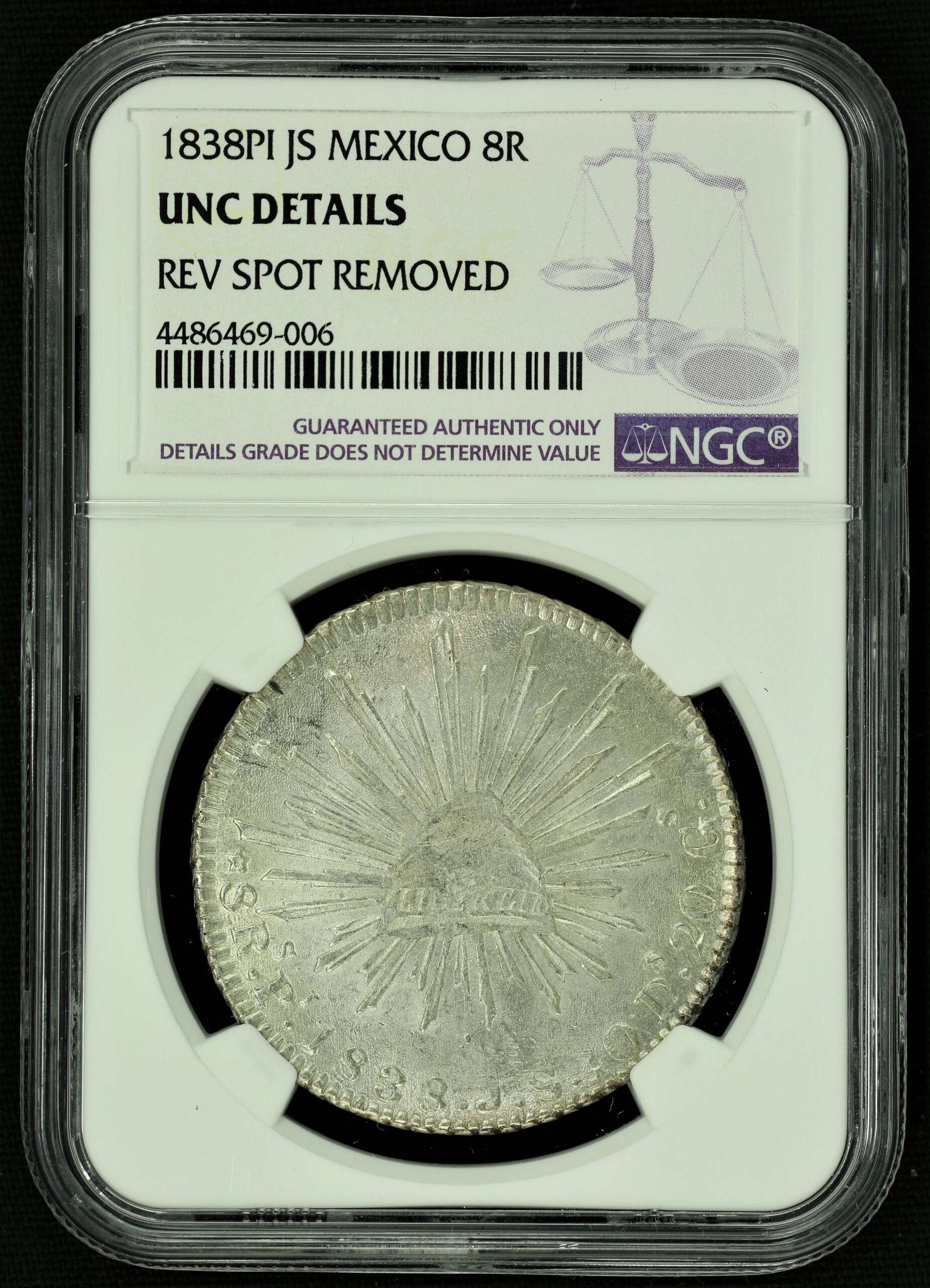 Mexican Coins Potosi Republic 8 Reales Republic 8 Reales 8 Reales 1838 Pi JS NGC UNC Details n_01785 Republic 8 Reales 8 Reales 1838 Pi JS NGC UNC Details n_01785Republic 8 Reales 8 Reales 1838 Pi JS NGC UNC Details n_01785