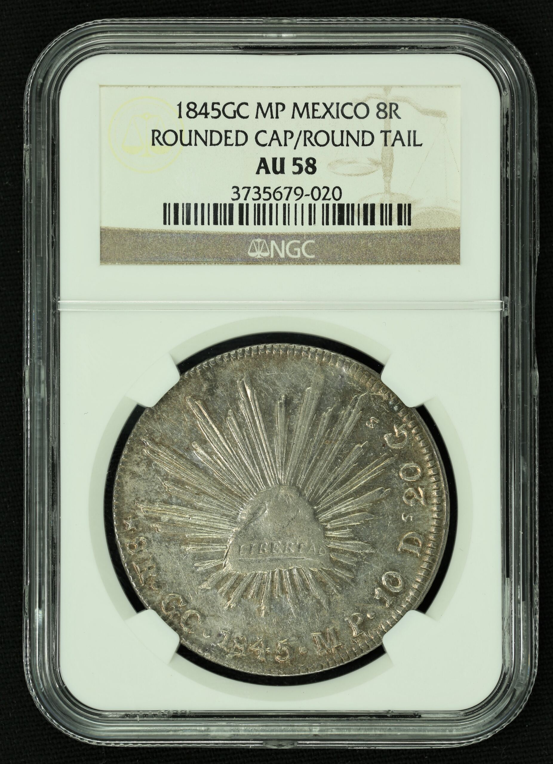 Republic 8 Reales 8 Reales 1845 Gc MP NGC AU58 n_01542 | World