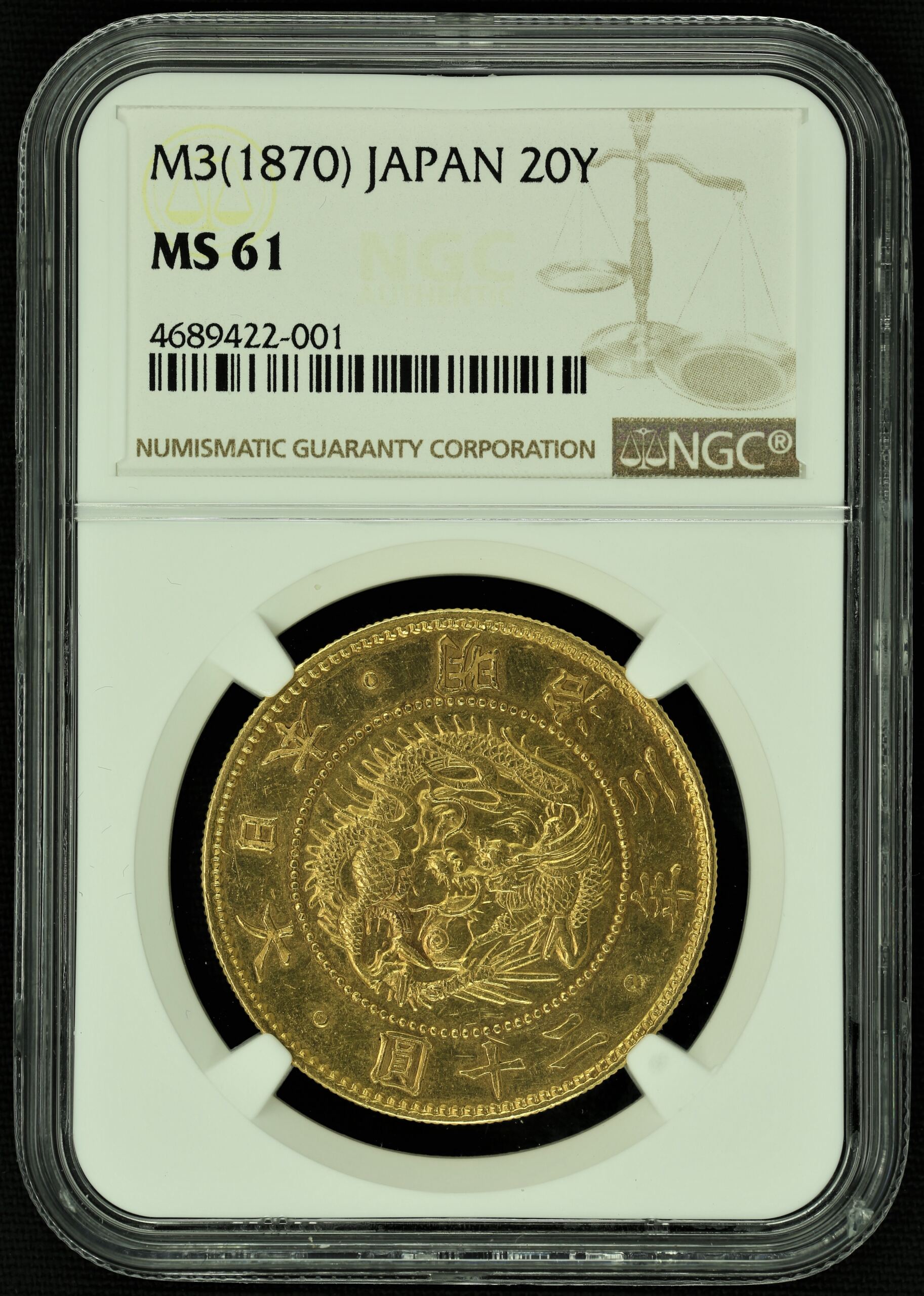 Asia Japan 20 Yen M3 (1870) MS61 43501 | World Numismatics LLC