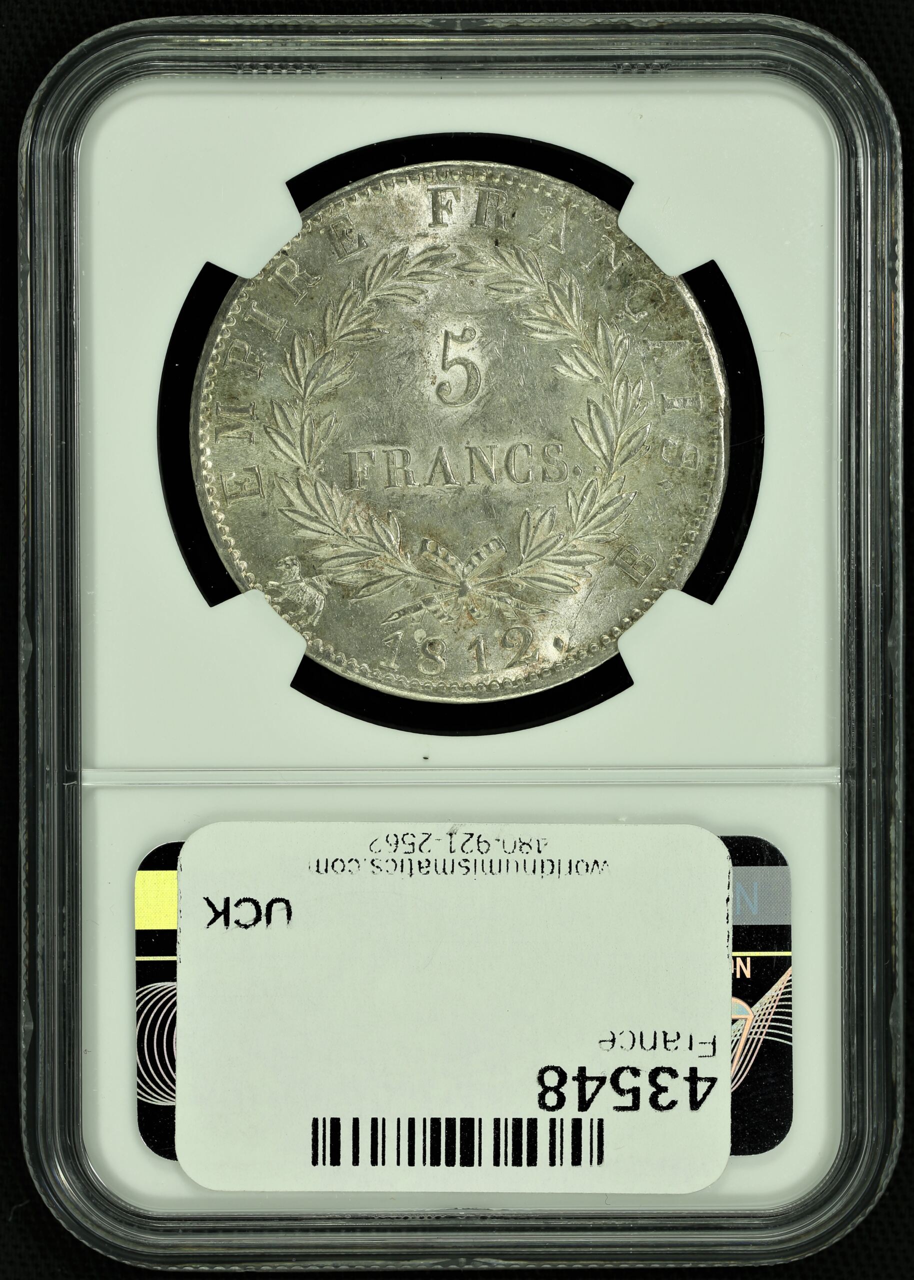 Europe France World Coins Europe France 5 Francs 1812 B NGC MS63 43548 Europe France 5 Francs 1812 B NGC MS63 43548Europe France 5 Francs 1812 B NGC MS63 43548 - Image 2