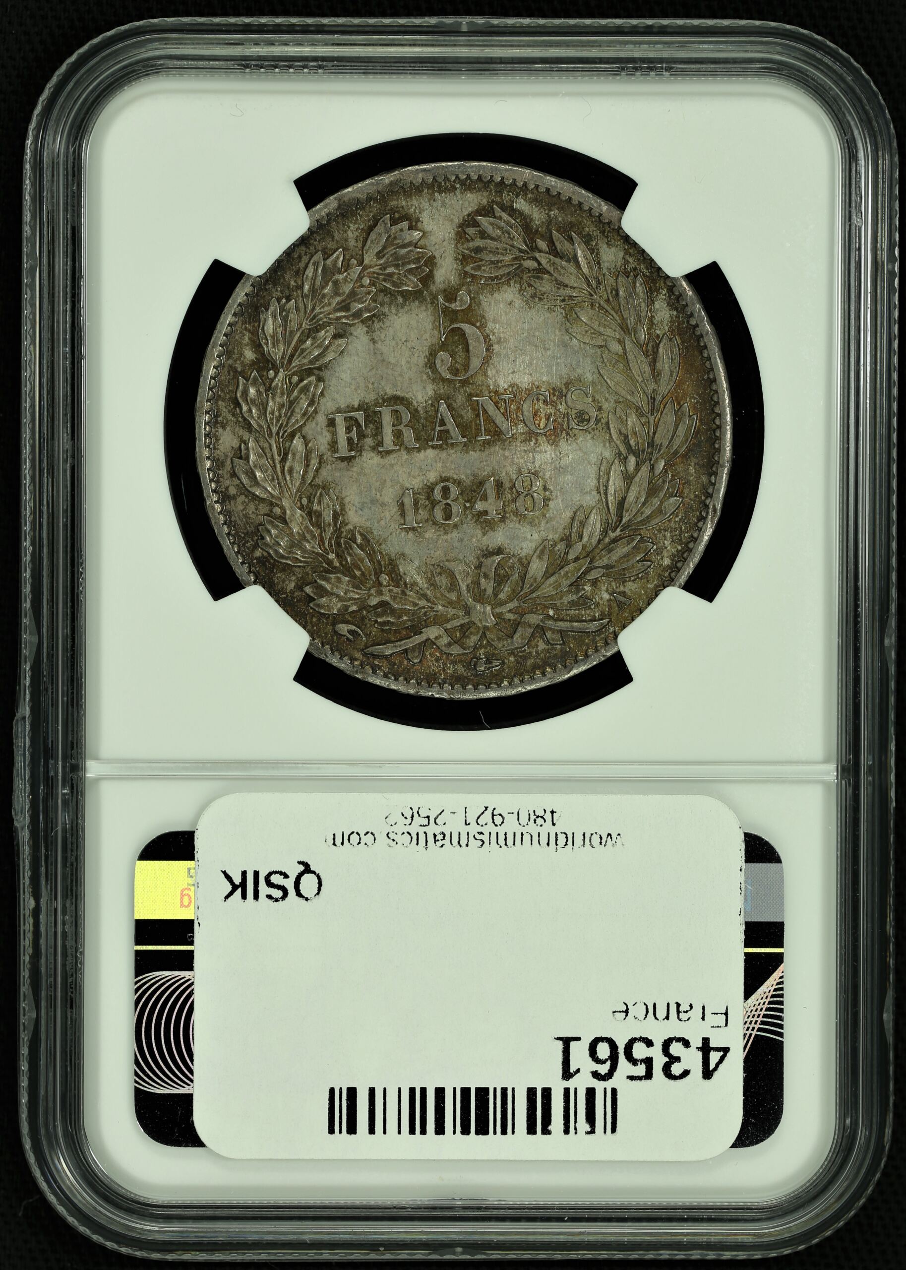 Europe France World Coins Europe France 5 Francs 1848 A NGC MS64 43561 Europe France 5 Francs 1848 A NGC MS64 43561Europe France 5 Francs 1848 A NGC MS64 43561 - Image 2