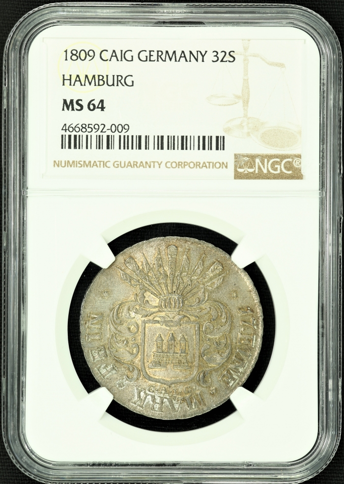 Germany 32 Shillings Hamburg 1809 CAIG NGC MS64 43675Germany 32 Shillings Hamburg 1809 CAIG NGC MS64 43675