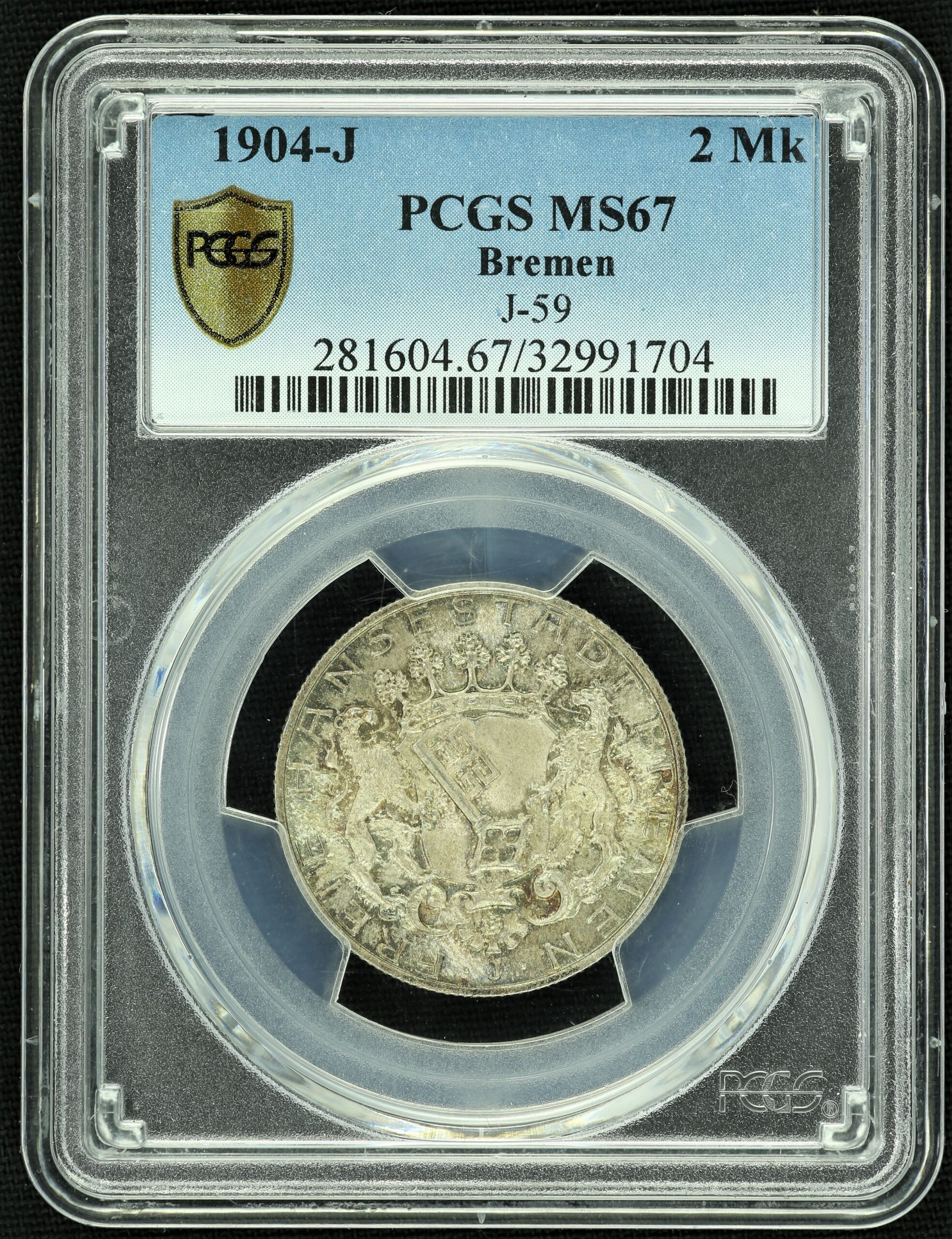 Europe Germany World Coins Europe Germany Bremen 2 Mark 1904 J PCGS MS67 44396 Europe Germany Bremen 2 Mark 1904 J PCGS MS67 44396Europe Germany Bremen 2 Mark 1904 J PCGS MS67 44396