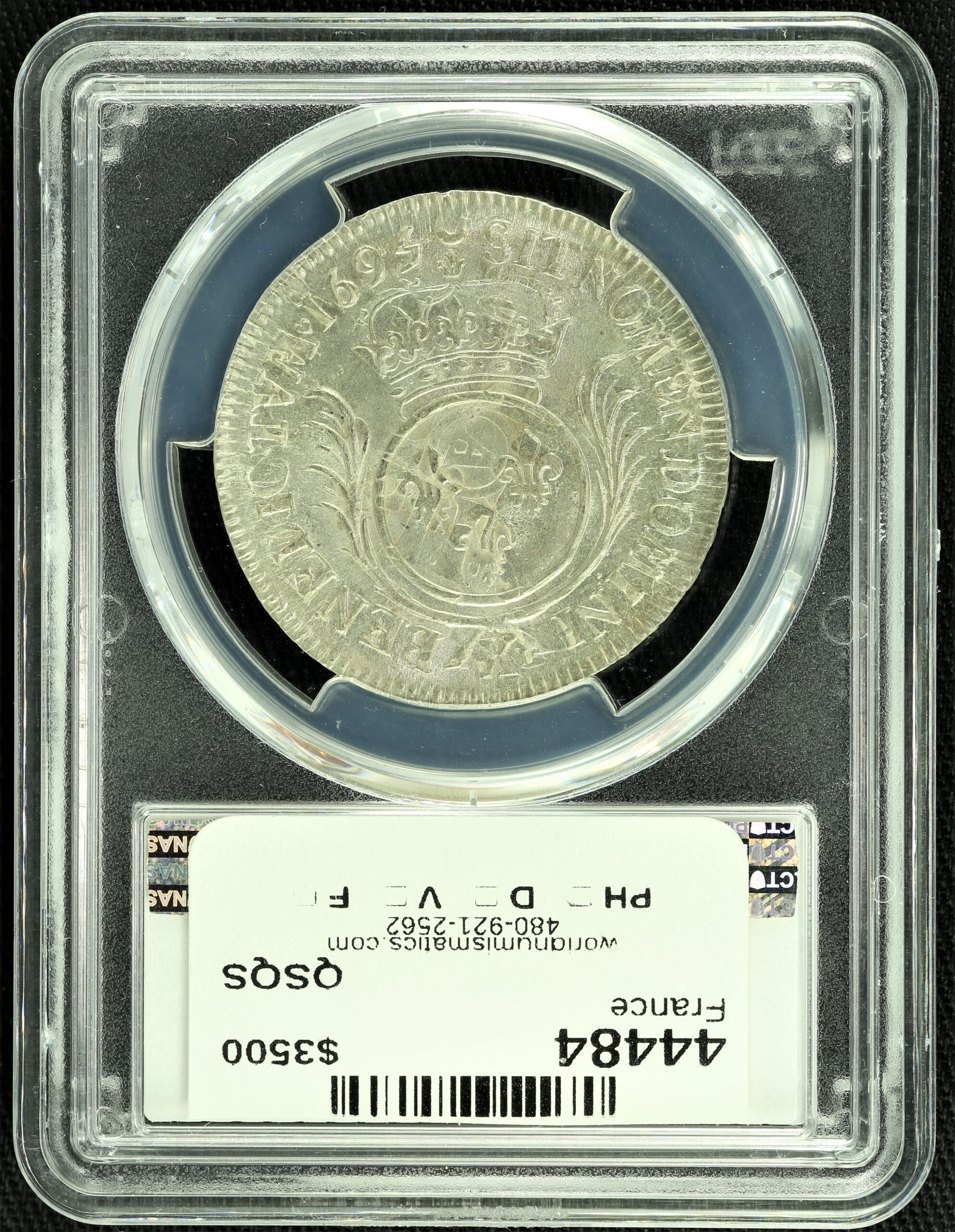 Europe France World Coins France 1/2 Ecu 1695 X PCGS MS64 44484 France 1/2 Ecu 1695 X PCGS MS64 44484France 1/2 Ecu 1695 X PCGS MS64 44484 - Image 2
