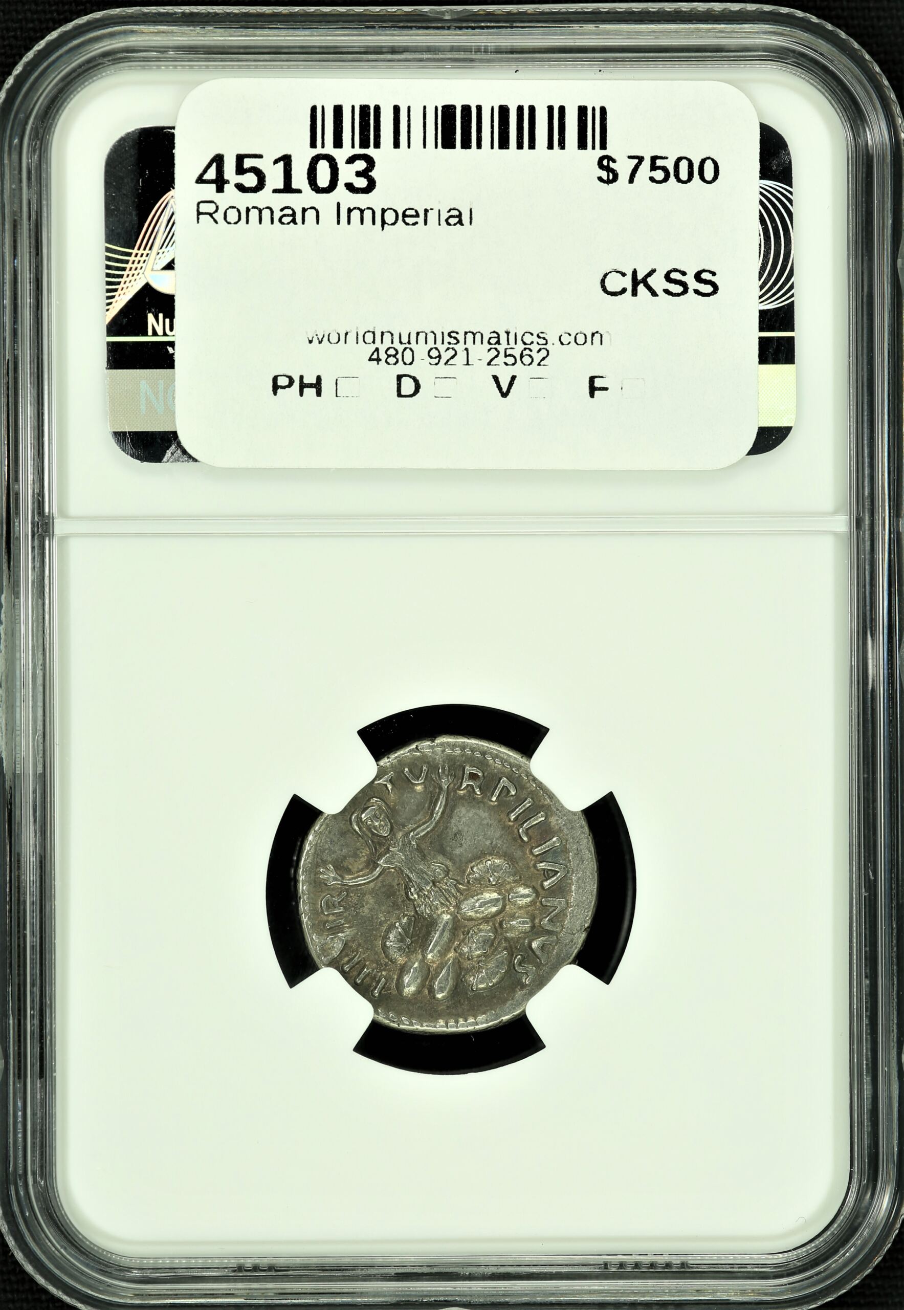 Ancient Coins Roman Imperial Roman Imperial Augustus Tarpeia 27 BC - 14 AD AR Denarius NGC AU* 45103 Roman Imperial Augustus Tarpeia 27 BC - 14 AD AR Denarius NGC AU* 45103Roman Imperial Augustus Tarpeia 27 BC - 14 AD AR Denarius NGC AU* 45103 - Image 2