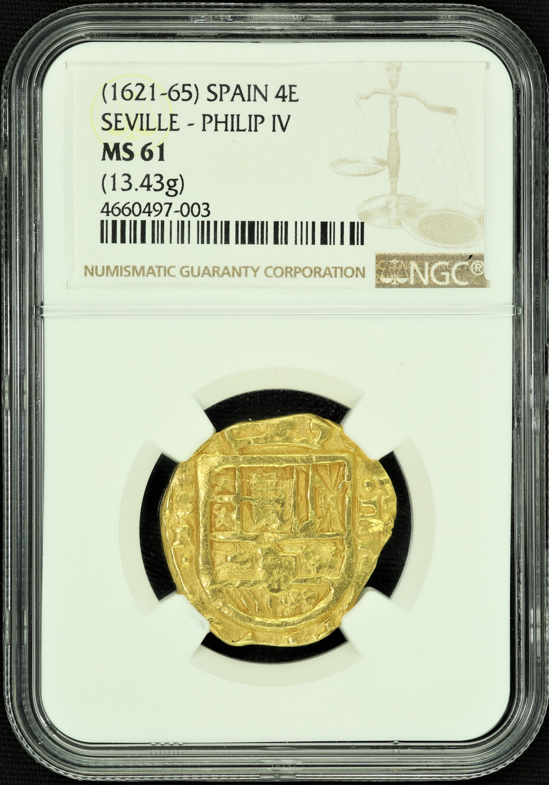 Europe Spain World Coins Spain 4 Escudos (1621-25) NGC MS61 45017 Spain 4 Escudos (1621-25) NGC MS61 45017Spain 4 Escudos (1621-25) NGC MS61 45017