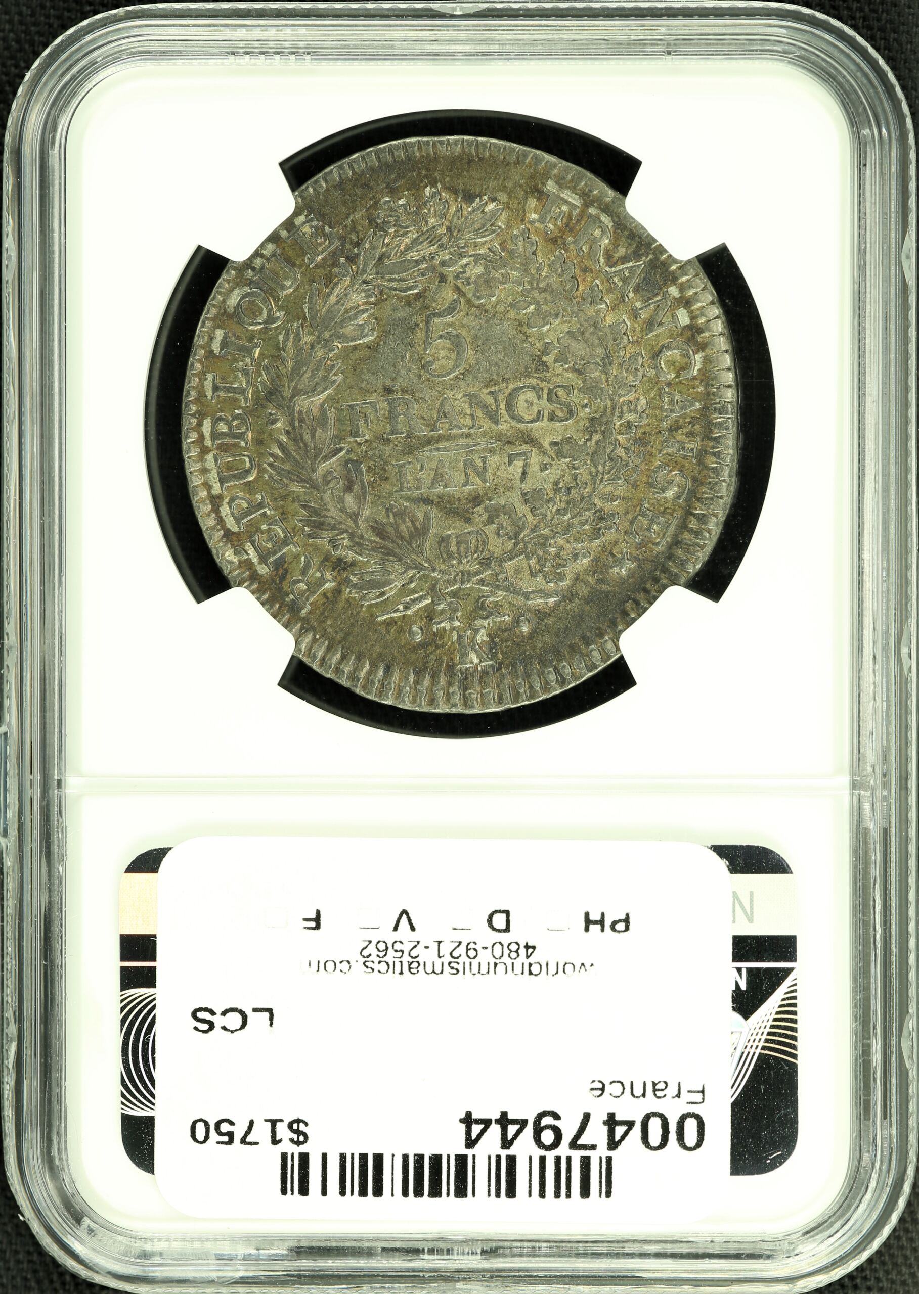 Europe France World Coins France 5 Francs L\'An 7K NGC AU53 0047944 France 5 Francs L\'An 7K NGC AU53 0047944France 5 Francs L\'An 7K NGC AU53 0047944 - Image 2