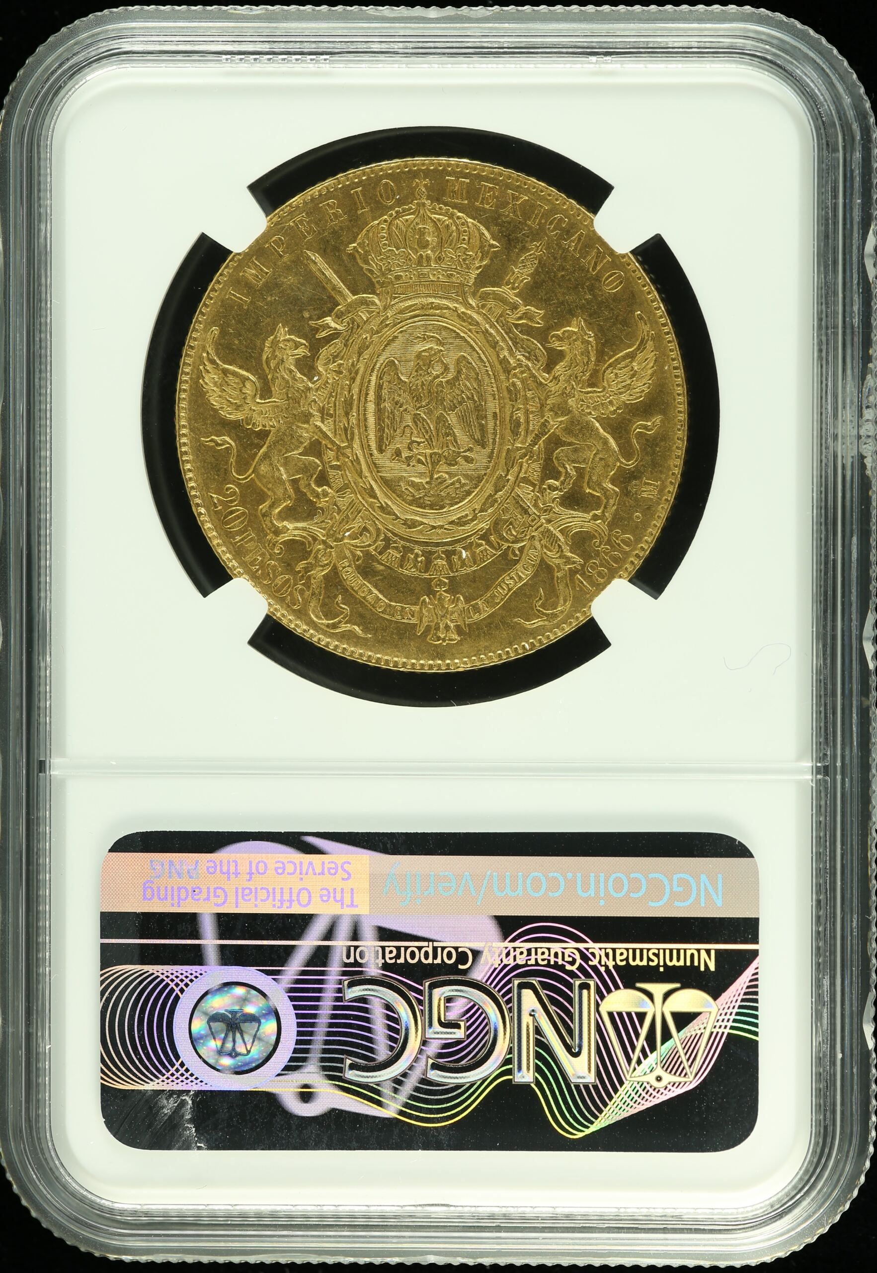 Imperial Era Mexican Coins Imperial Era 20 Pesos 1866 Mo NGC AU58 0106649 Imperial Era 20 Pesos 1866 Mo NGC AU58 0106649Imperial Era 20 Pesos 1866 Mo NGC AU58 0106649 - Image 2