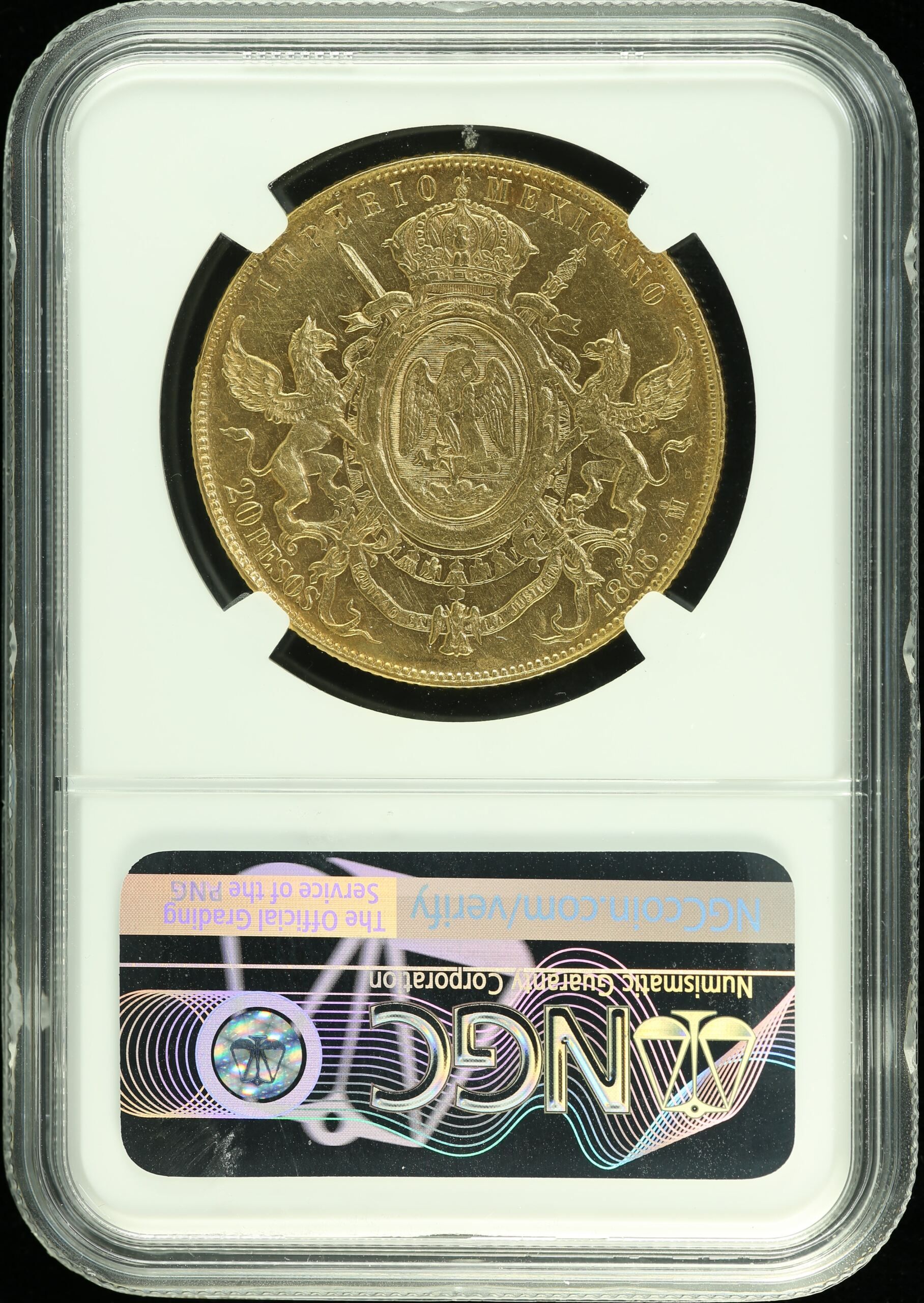 Mexican Coins Republic Gold Republic Gold 20 Pesos 1866 Mo NGC AU58 0107583 Republic Gold 20 Pesos 1866 Mo NGC AU58 0107583Republic Gold 20 Pesos 1866 Mo NGC AU58 0107583 - Image 2