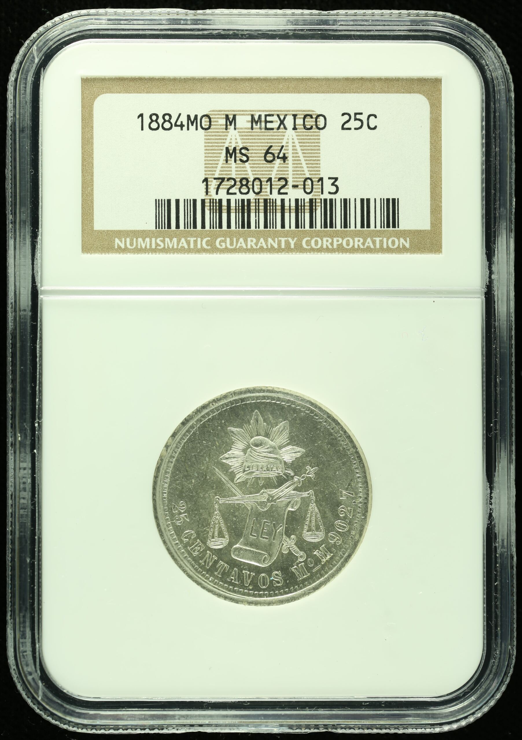 Mexican Coins Republic Silver & Minors Republic Silver & Minors 25 Centavos 1884 Mo M NGC MS64 k_35479 Republic Silver & Minors 25 Centavos 1884 Mo M NGC MS64 k_35479Republic Silver & Minors 25 Centavos 1884 Mo M NGC MS64 k_35479