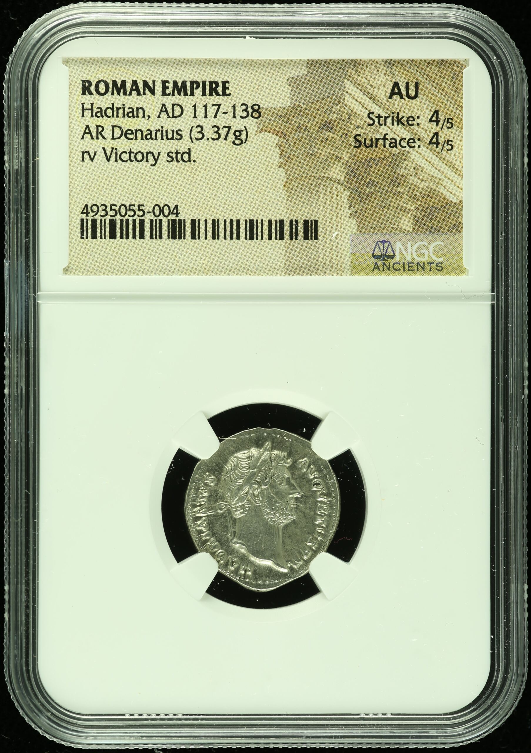 Ancient Coins Roman Imperial Roman Imperial Hadrian 117-138 AD AR Denarius NGC AU 0108019 Roman Imperial Hadrian 117-138 AD AR Denarius NGC AU 0108019Roman Imperial Hadrian 117-138 AD AR Denarius NGC AU 0108019