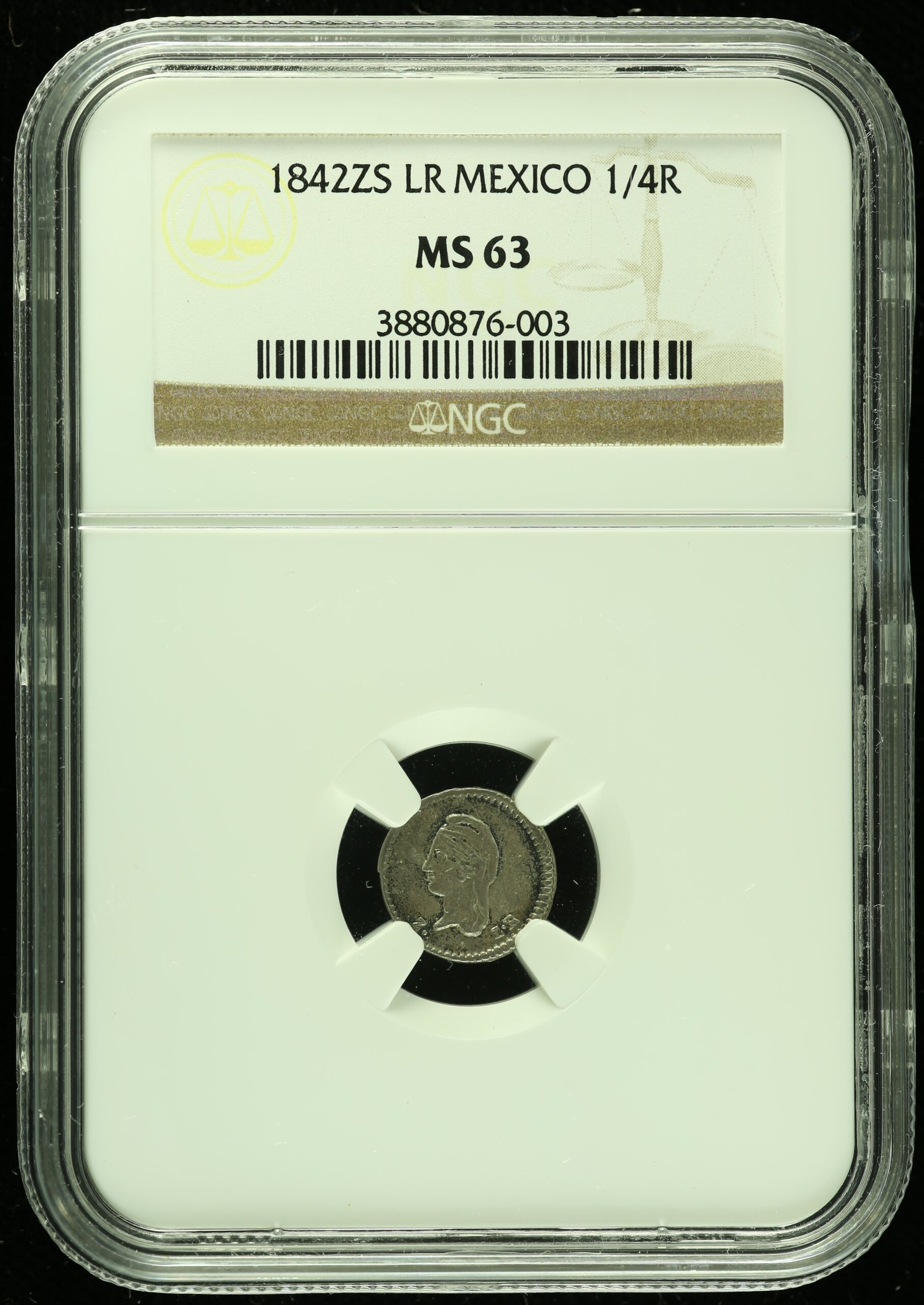 Mexican Coins Republic Silver & Minors Republic Silver & Minors 1/4 Real 1842 Zs LR NGC MS63 k_35408 Republic Silver & Minors 1/4 Real 1842 Zs LR NGC MS63 k_35408Republic Silver & Minors 1/4 Real 1842 Zs LR NGC MS63 k_35408