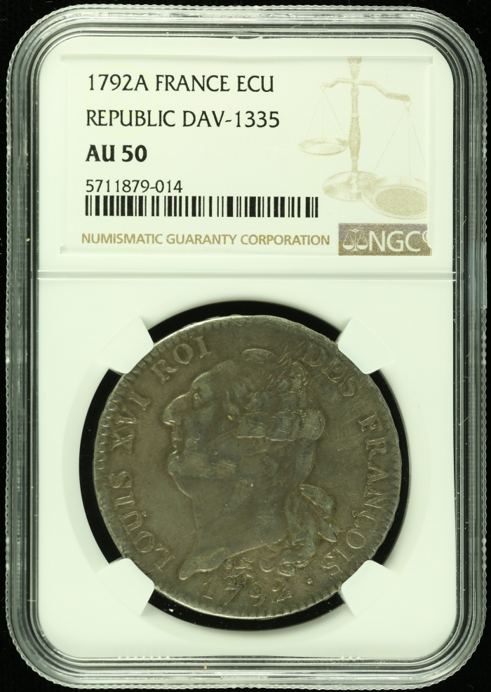 France Ecu 1792 A NGC AU50 0112103France Ecu 1792 A NGC AU50 0112103