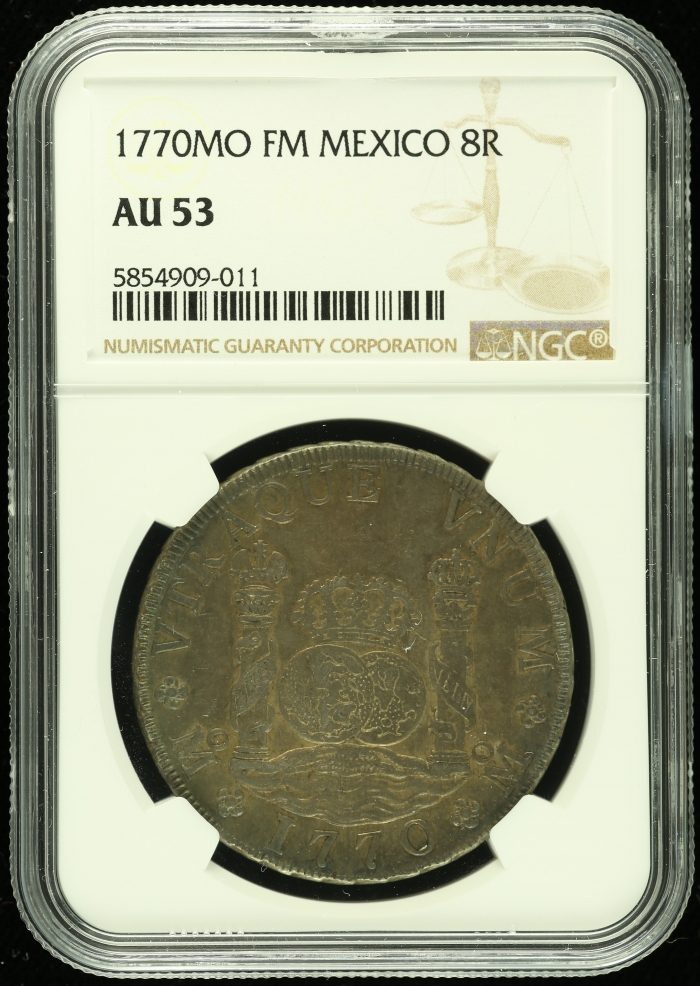 Colonial Silver & Minors 8 Reales 1770 Mo FM NGC AU53 0112404Colonial Silver & Minors 8 Reales 1770 Mo FM NGC AU53 0112404