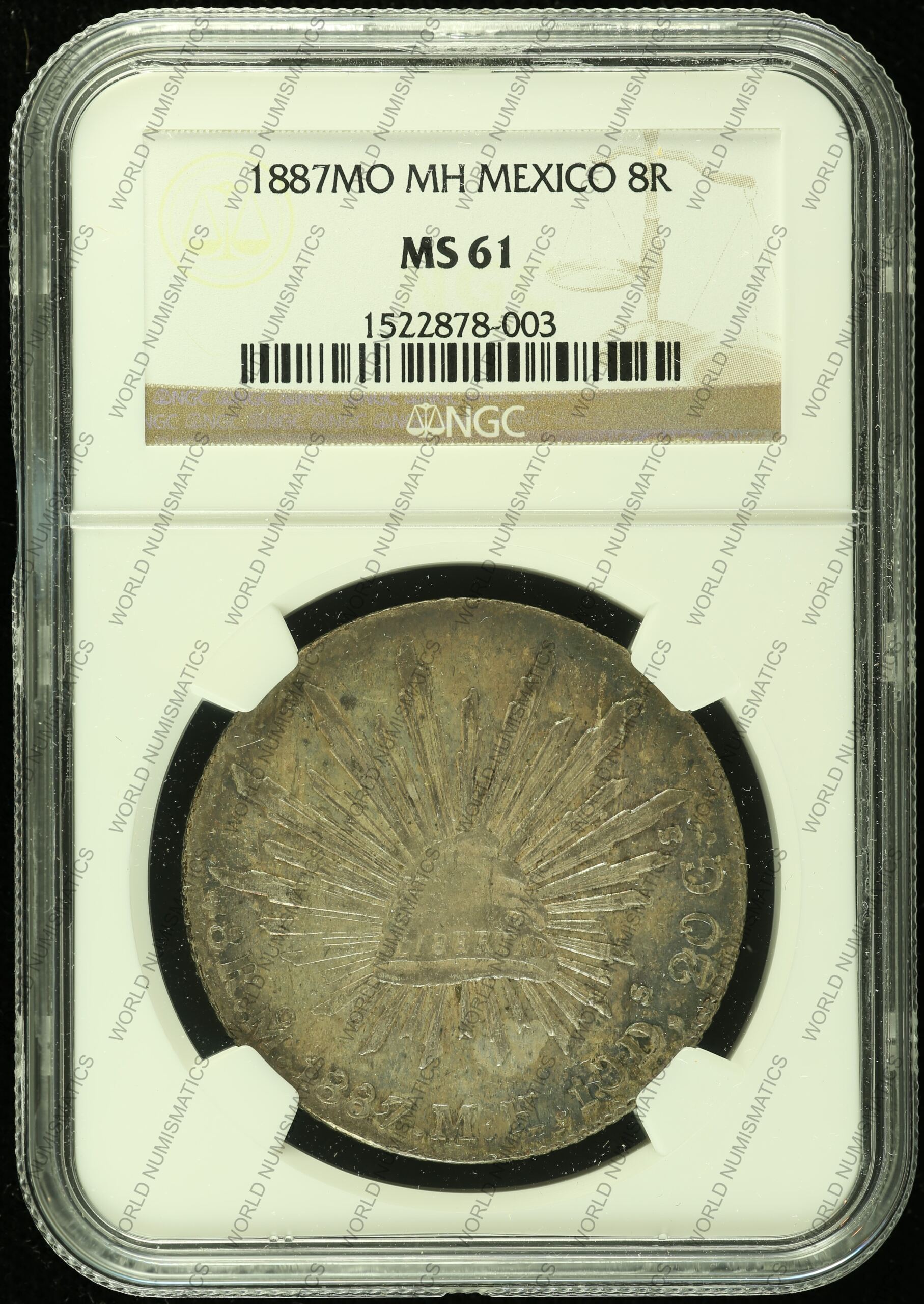 Mexican Coins  Mexico City  Republic 8 Reales Mexico City 8 Reales 1887 Mo MH NGC MS61 0113321 Mexico City 8 Reales 1887 Mo MH NGC MS61 0113321Mexico City 8 Reales 1887 Mo MH NGC MS61 0113321