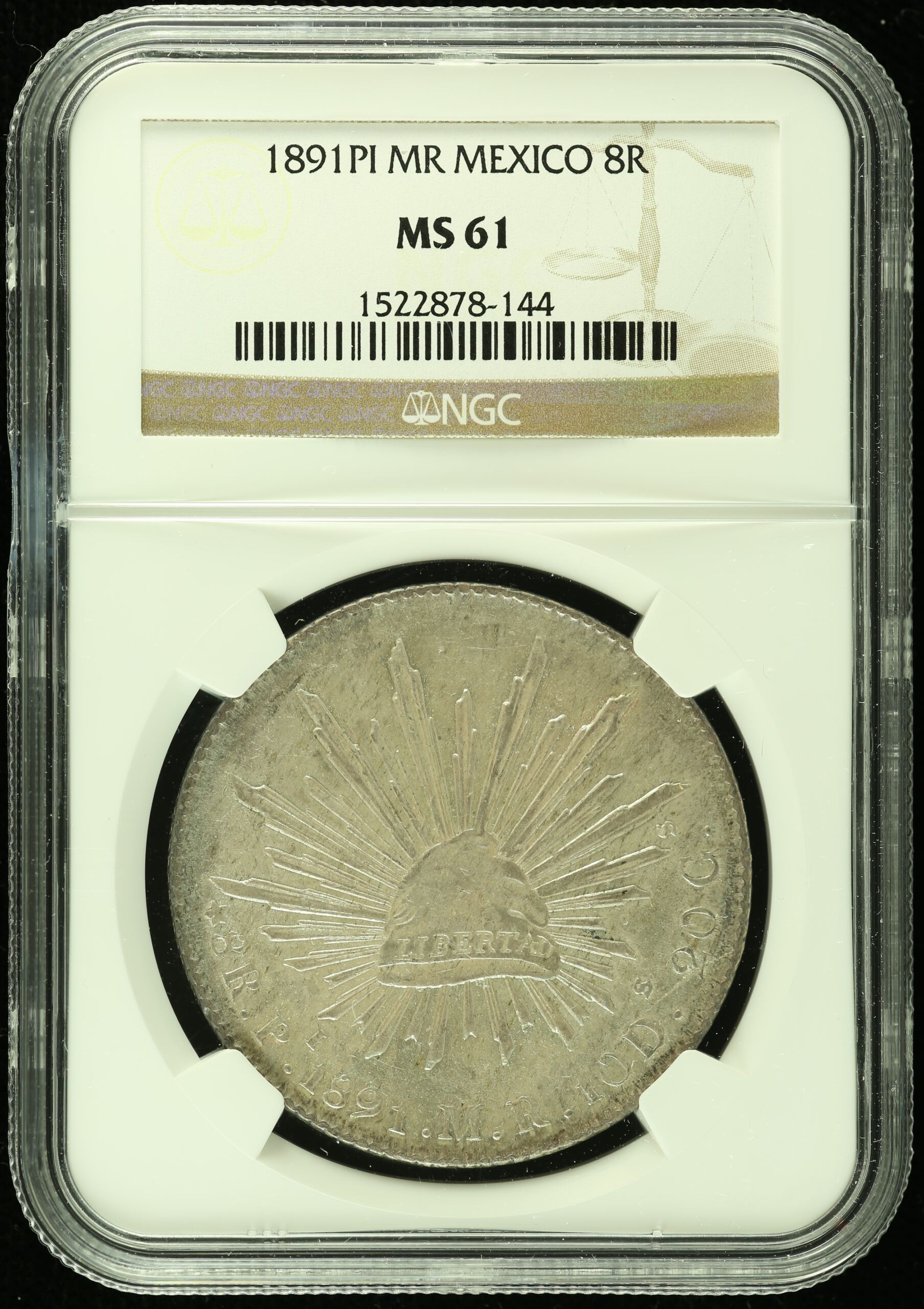 Mexican Coins Potosi Republic 8 Reales Potosi 8 Reales 1891 Pi MR NGC MS61 0113335 Potosi 8 Reales 1891 Pi MR NGC MS61 0113335Potosi 8 Reales 1891 Pi MR NGC MS61 0113335