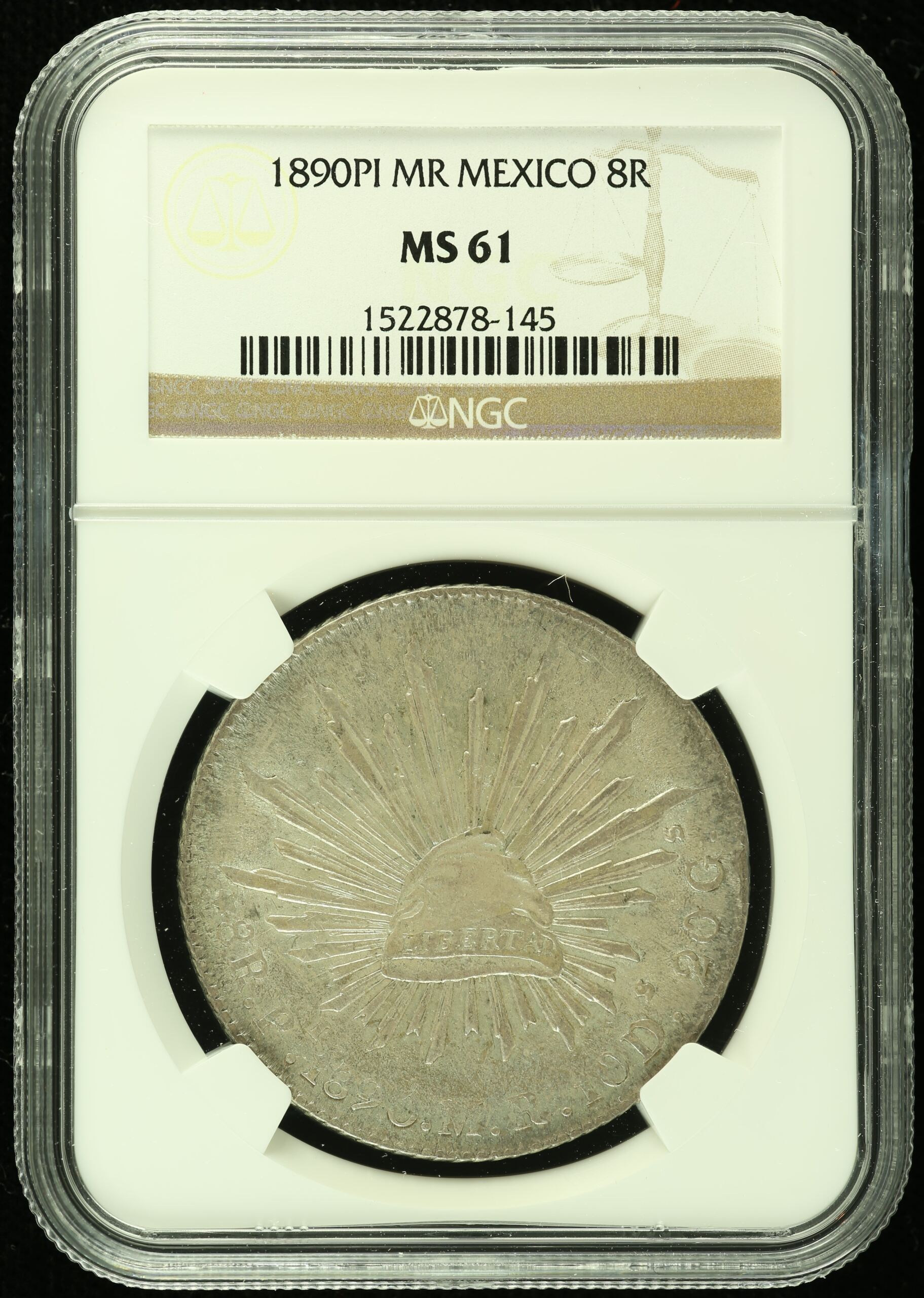 Mexican Coins Potosi Republic 8 Reales Potosi 8 Reales 1890 Pi MR NGC MS61 0113336 Potosi 8 Reales 1890 Pi MR NGC MS61 0113336Potosi 8 Reales 1890 Pi MR NGC MS61 0113336