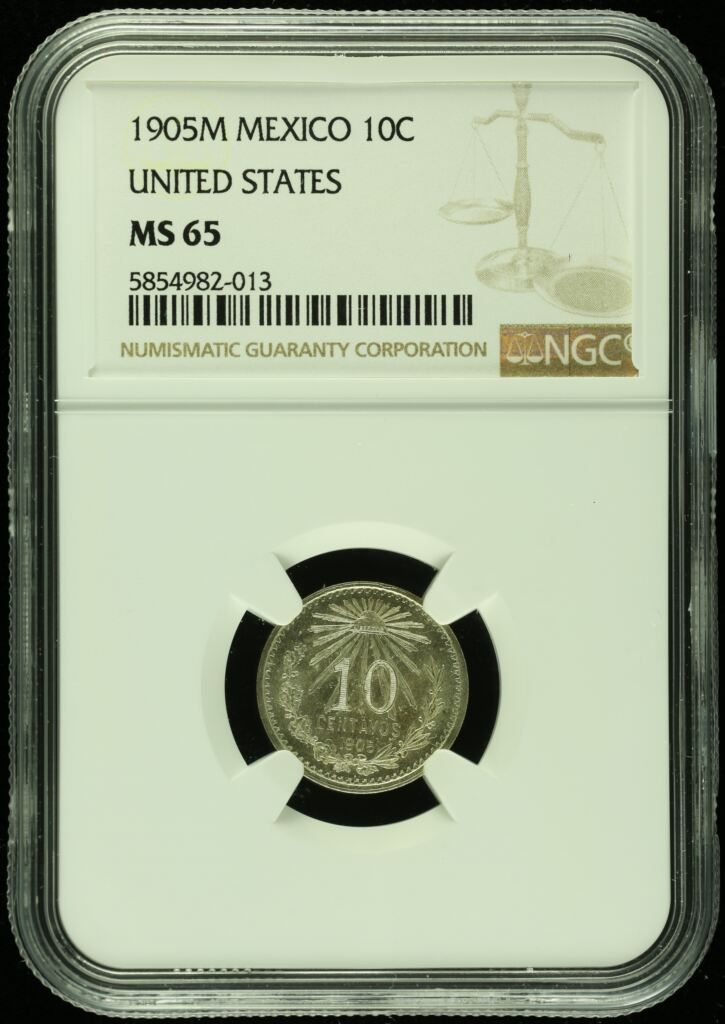 Modern Silver & Minors 10 Centavos 1905 M NGC MS65 k_36092