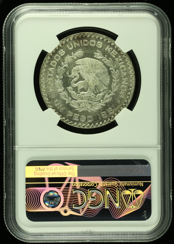 Modern Silver & Minors Peso 1961 Mo NGC MS66 k_36143Modern Silver & Minors Peso 1961 Mo NGC MS66 k_36143 - Image 2