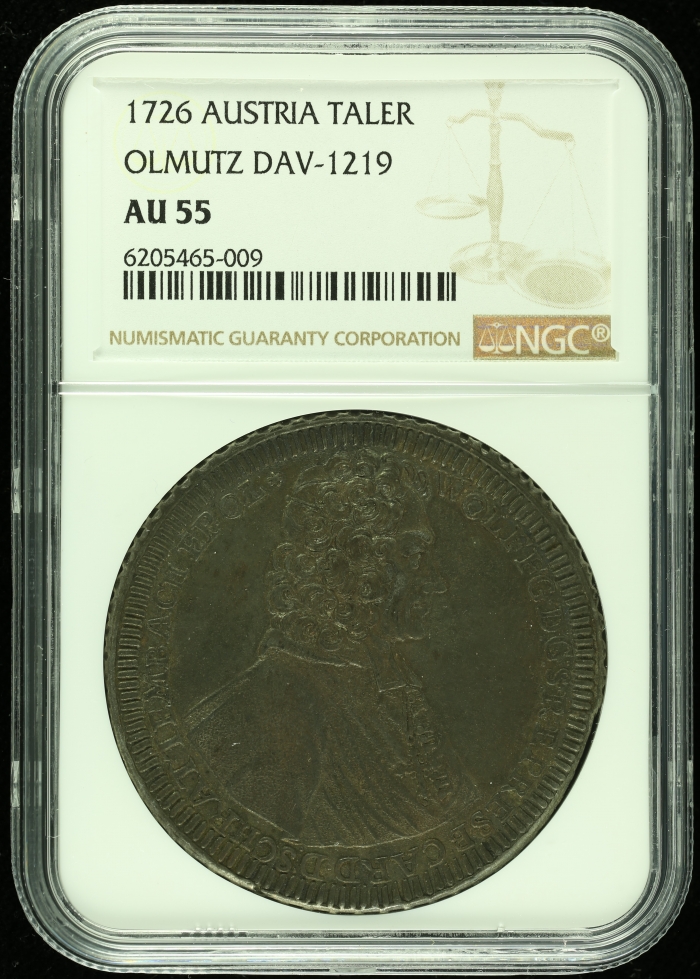 Austria Taler 1726 Olmutz NGC AU55  0116071Austria Taler 1726 Olmutz NGC AU55  0116071