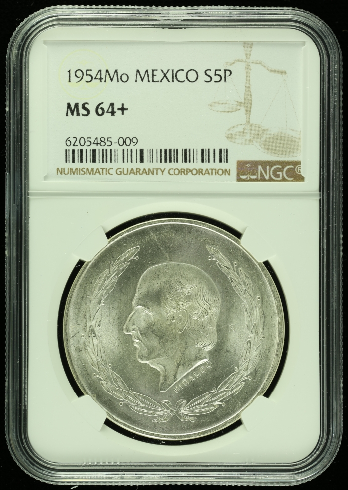 Modern Silver & Minors 5 Pesos 1954 Mo NGC MS64+ 0116702Modern Silver & Minors 5 Pesos 1954 Mo NGC MS64+ 0116702