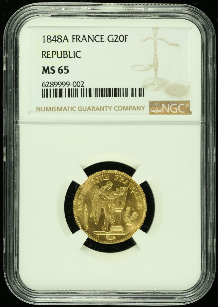 France 20 Francs 1848 A NGC MS65 0121509France 20 Francs 1848 A NGC MS65 0121509