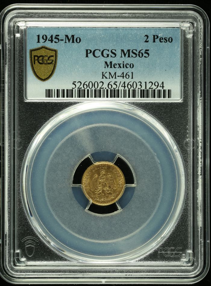 Modern Gold 2 Pesos 1945 Mo PCGS MS65 0122100Modern Gold 2 Pesos 1945 Mo PCGS MS65 0122100