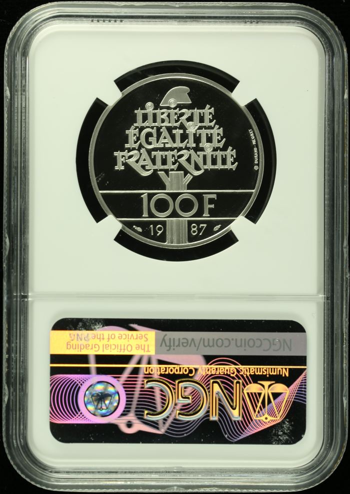 France Platinum 100 Francs 1987 NGC PF69 Ultra Cameo 0123109France Platinum 100 Francs 1987 NGC PF69 Ultra Cameo 0123109 - Image 2
