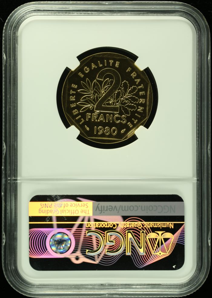 France Gold 2 Francs 1980 NGC PF65 0123117France Gold 2 Francs 1980 NGC PF65 0123117 - Image 2
