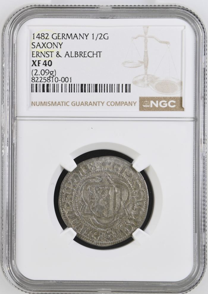 Germany 1/2 Schwertgroschen 1482 Saxony NGC XF40 0123538Germany 1/2 Schwertgroschen 1482 Saxony NGC XF40 0123538