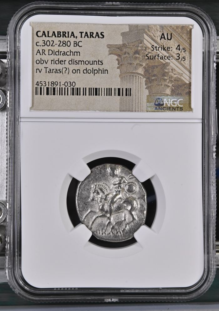 Calabria Taras c.302-280 BC AR Didrachm NGC AU 0126821