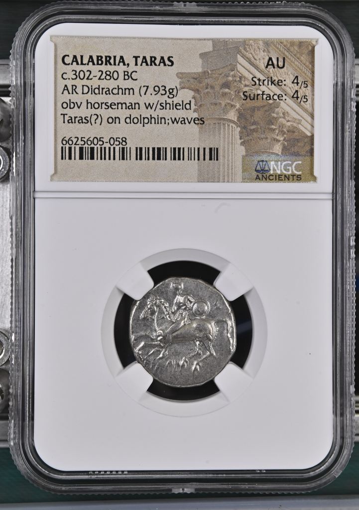 Calabria Taras c.302-280 BC AR Didrachm NGC AU 0126844