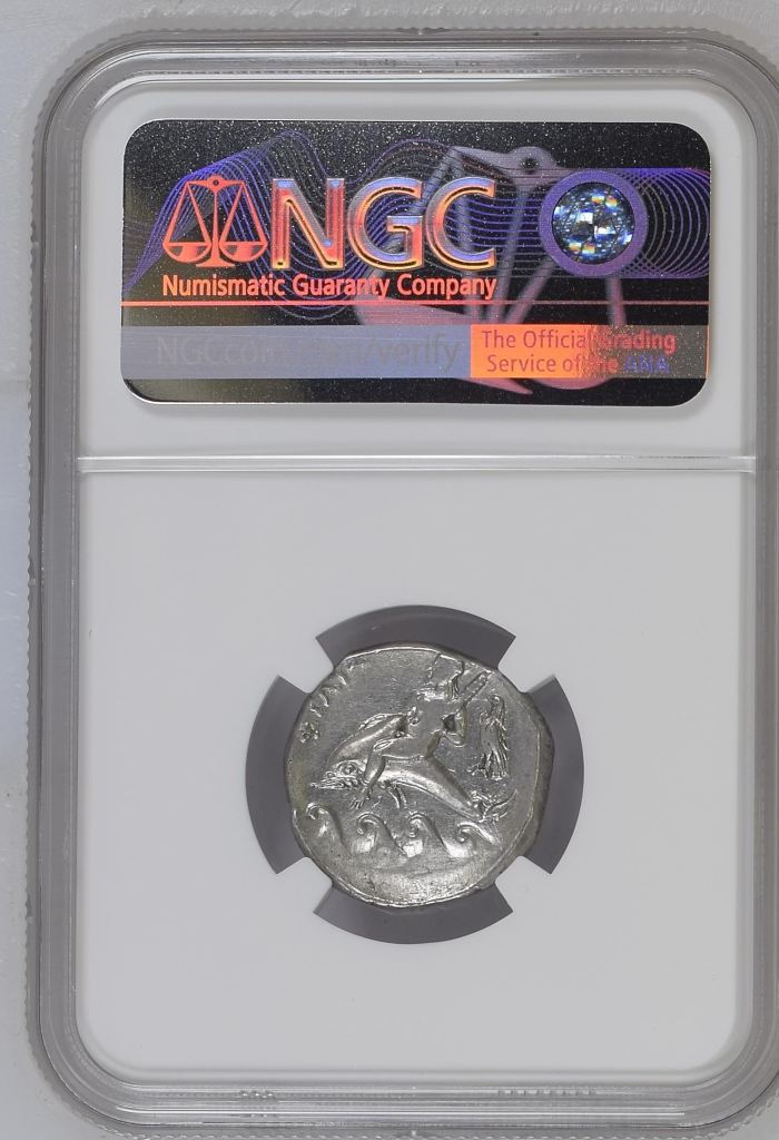 Calabria Taras c.302-280 BC AR Didrachm NGC Ch XF 0126977