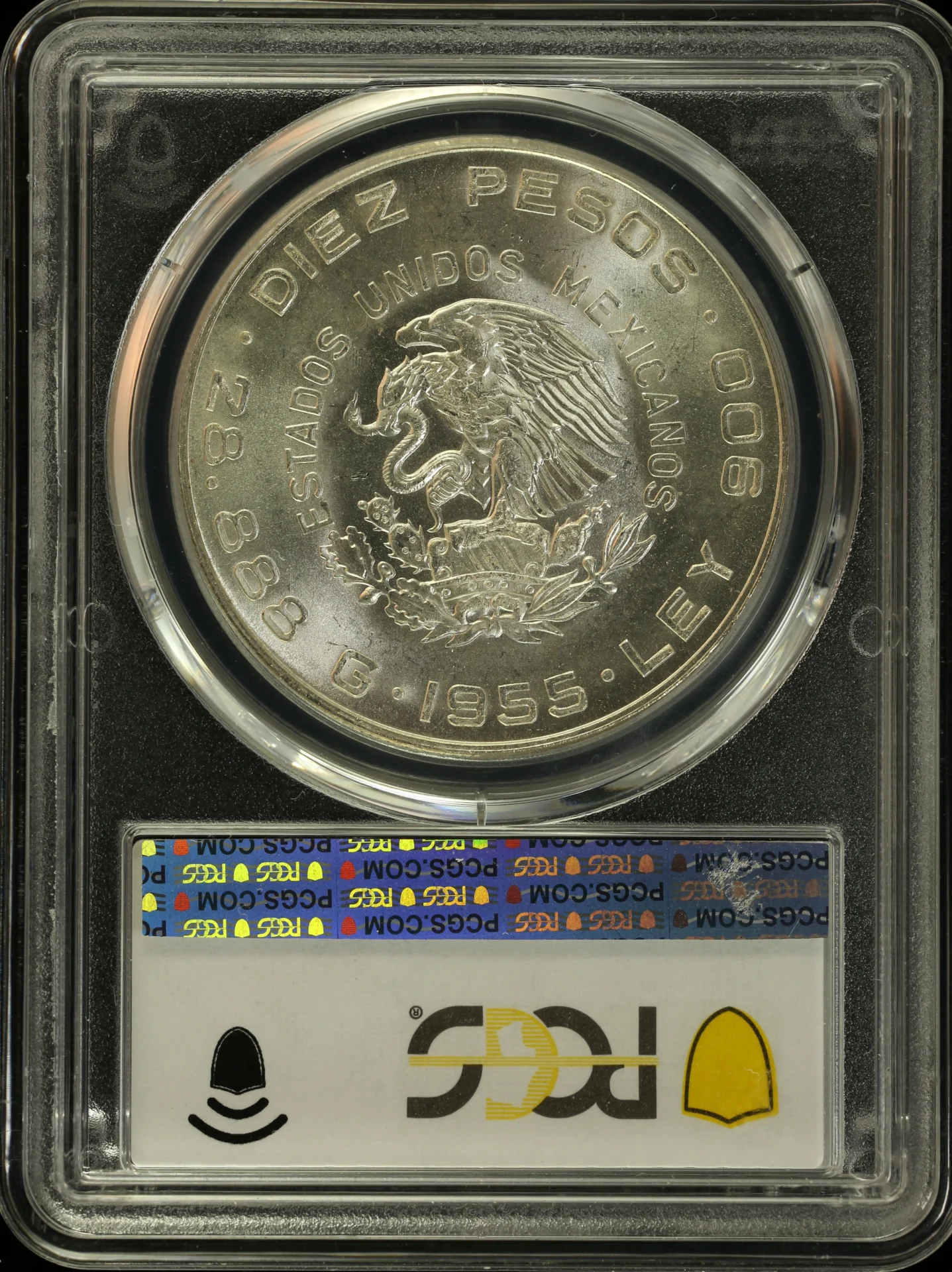 10 Peso Mexican Coins Modern Silver & Minors Modern Silver & Minors 10 Peso 1955 Mo PCGS MS65 0125950 Modern Silver & Minors 10 Peso 1955 Mo PCGS MS65 0125950Modern Silver & Minors 10 Peso 1955 Mo PCGS MS65 0125950 - Image 2