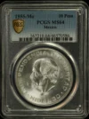 10 Peso Mexican Coins Modern Silver & Minors Modern Silver & Minors 10 Peso 1955 Mo PCGS MS64 0125934 Modern Silver & Minors 10 Peso 1955 Mo PCGS MS64 0125934